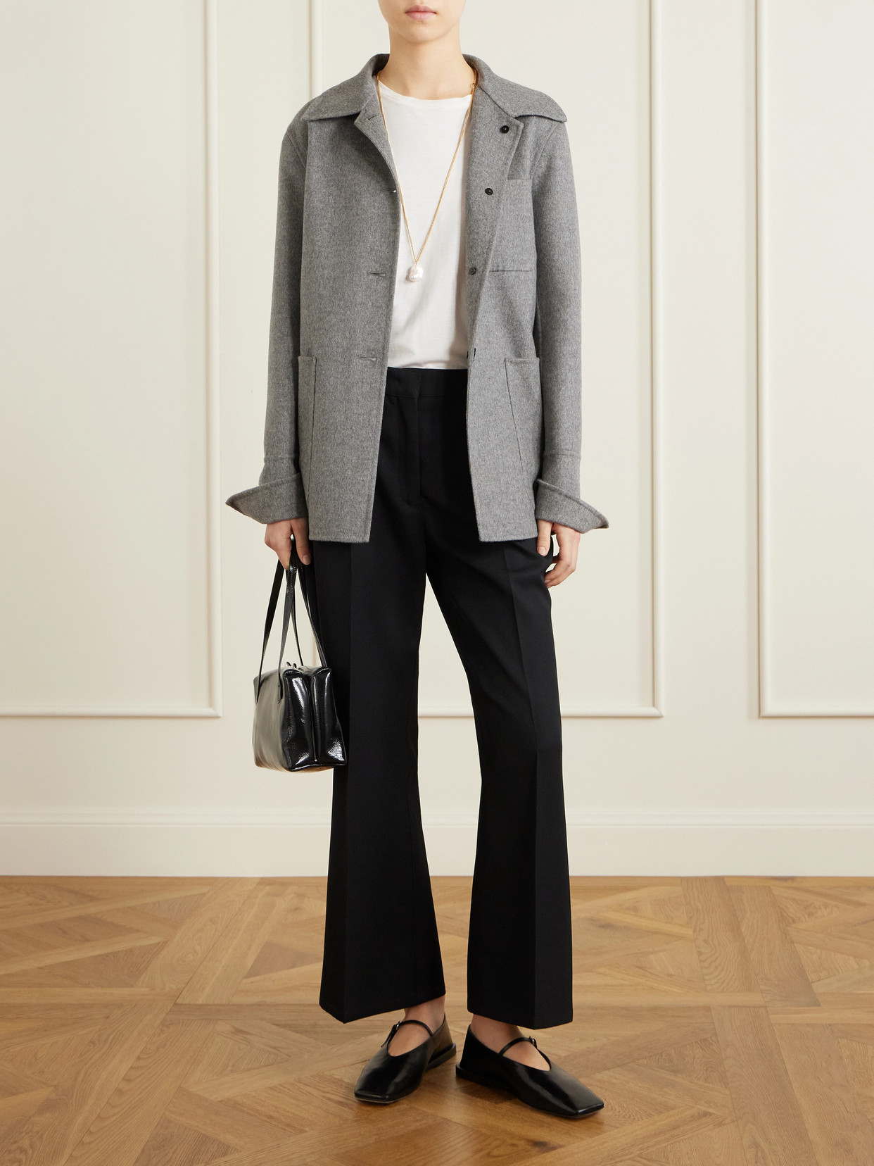 Jil Sander Cashmere-felt Jacket In Gray