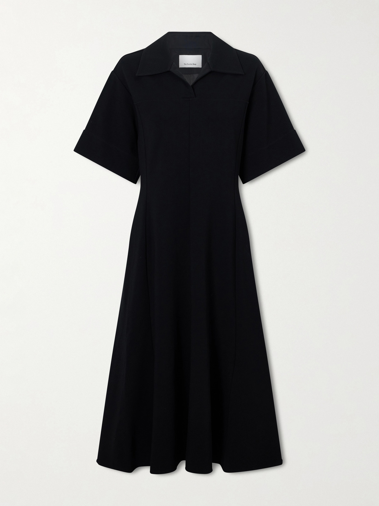 Jil Sander Paneled Crepe Midi Dress In Black