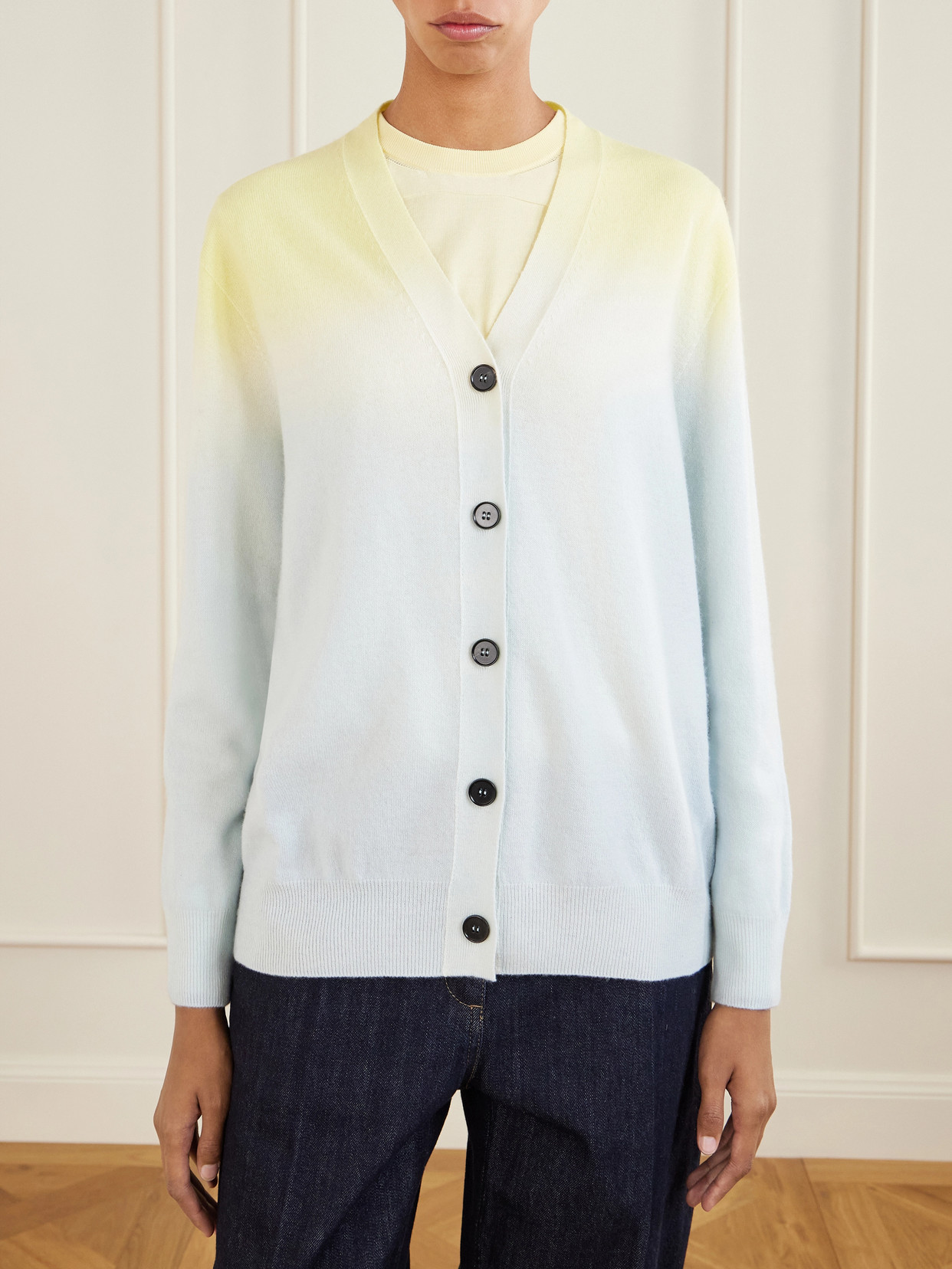 Jil Sander Buttoned Gradient Cardigan In Multi