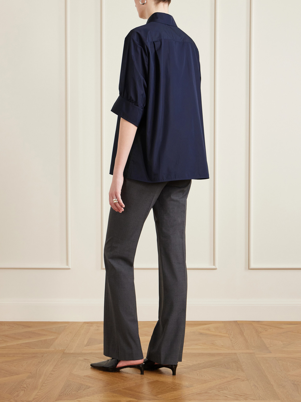 Gathered Cotton-Poplin Shirt