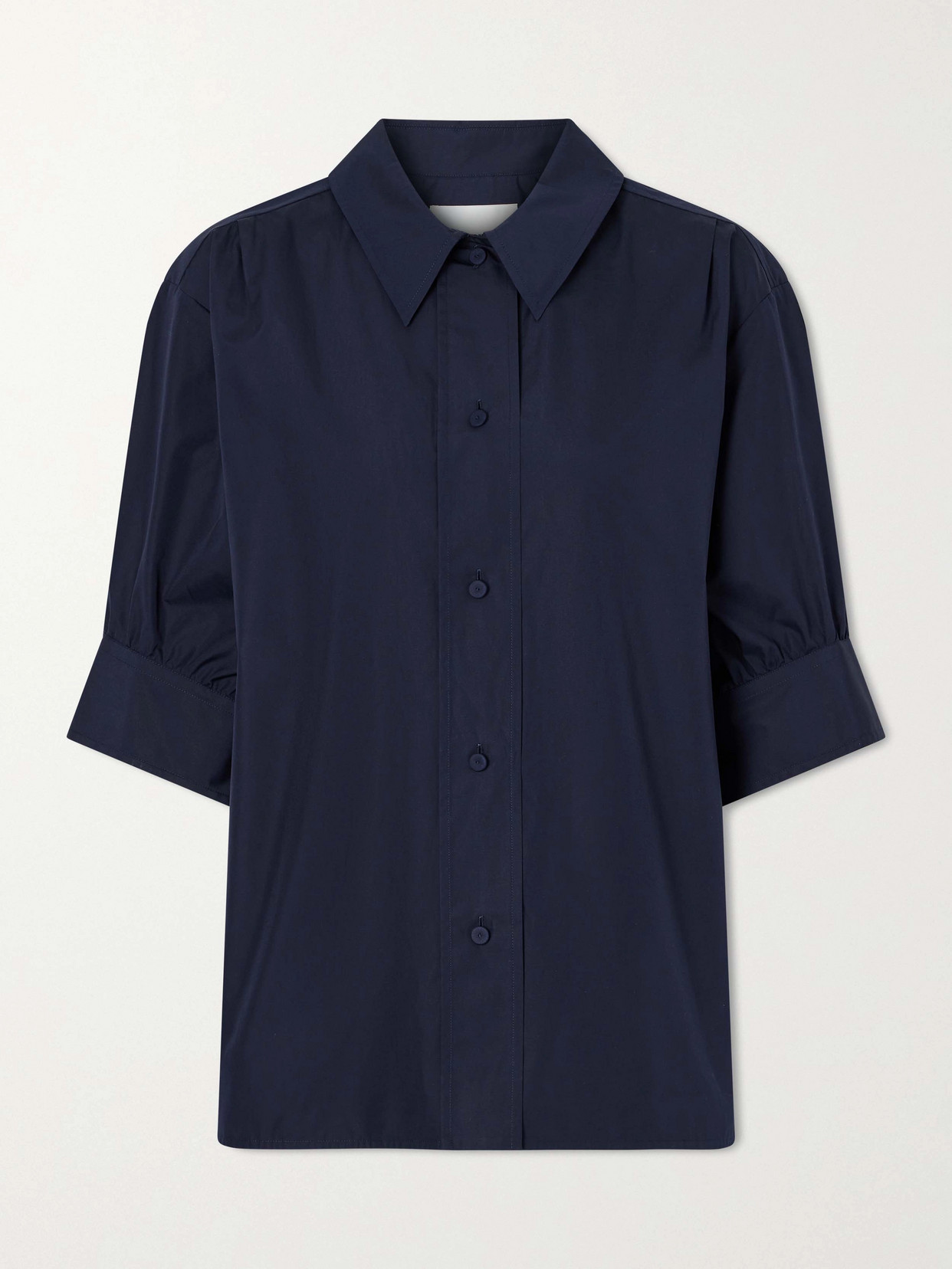 Gathered Cotton-Poplin Shirt