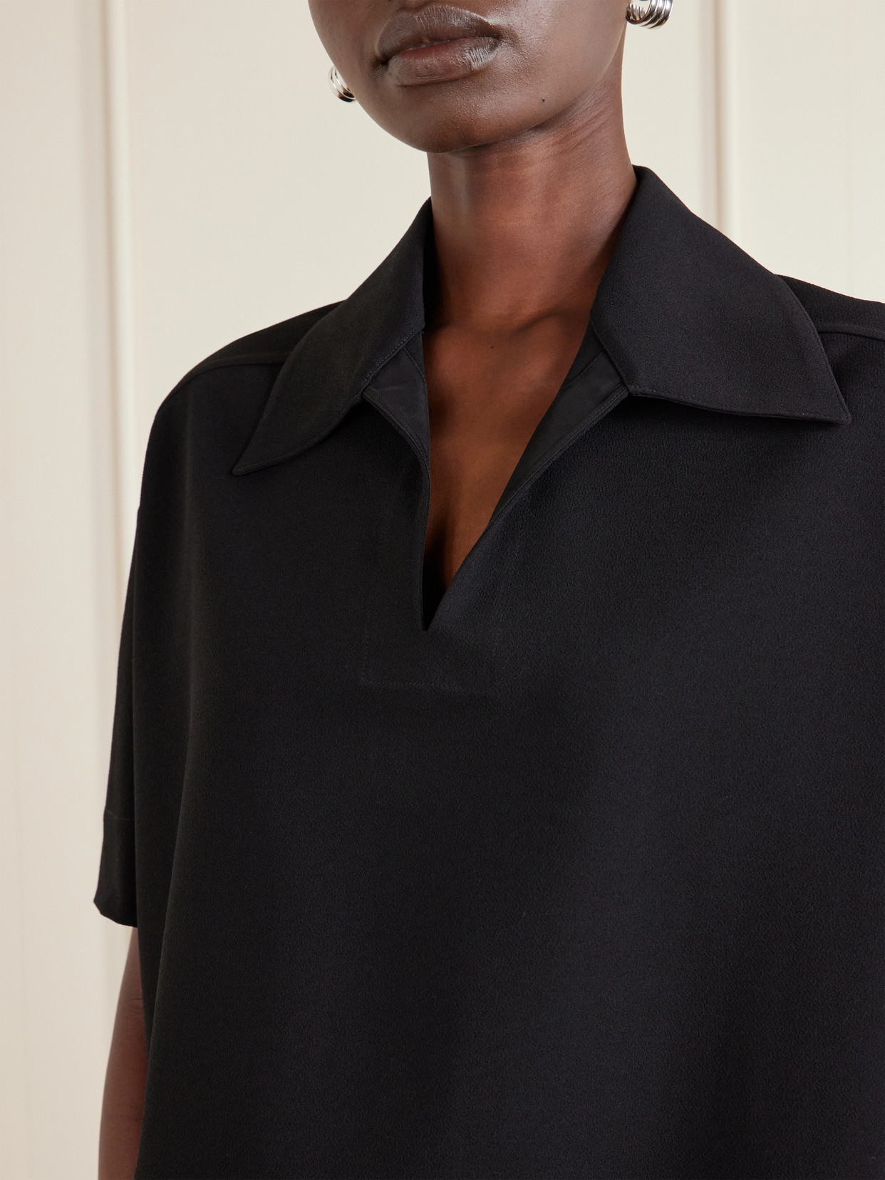 Cropped Crepe Polo
