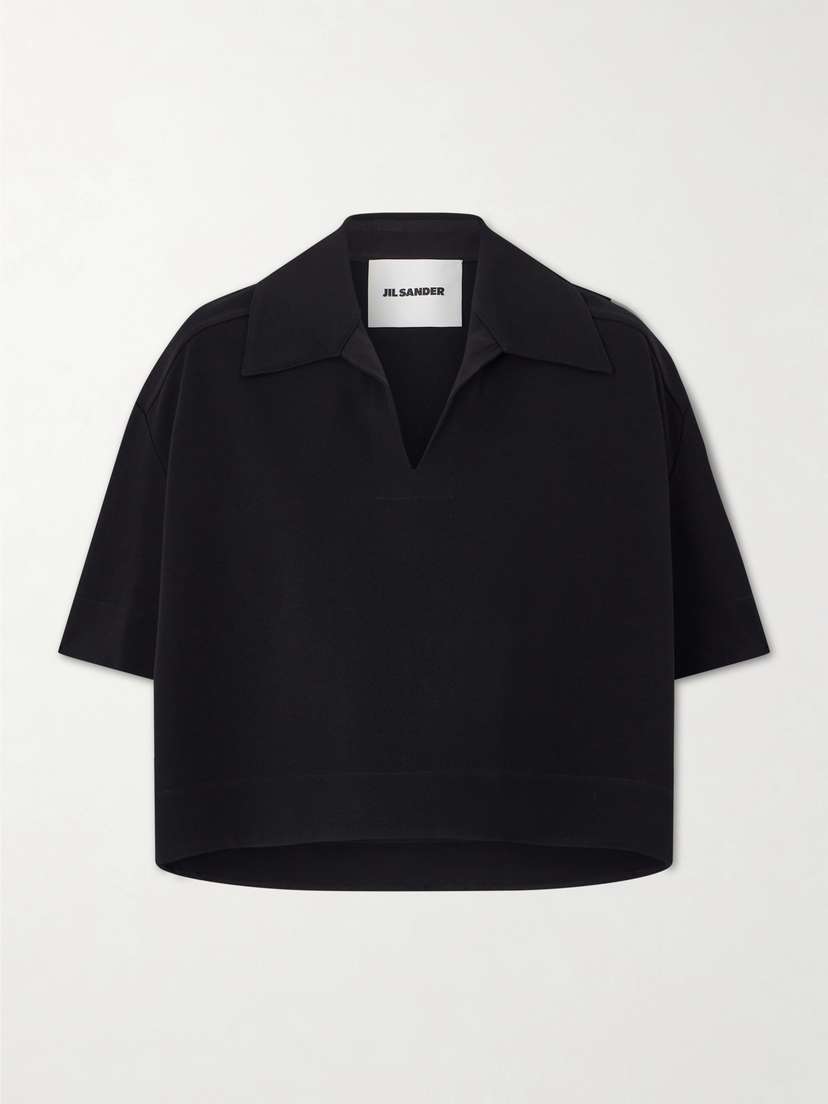 Jil Sander Cropped Crepe Polo Shirt