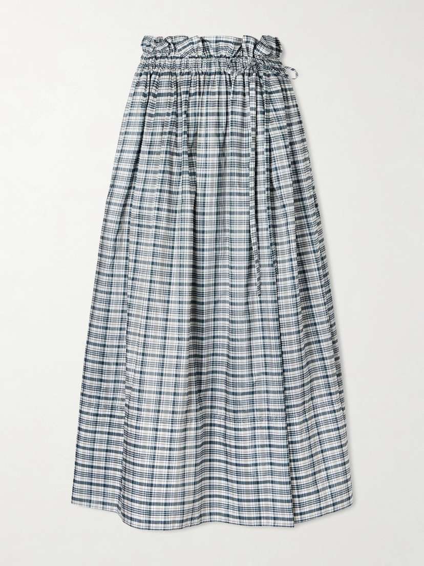 Jil Sander Checked Silk-blend Midi Skirt