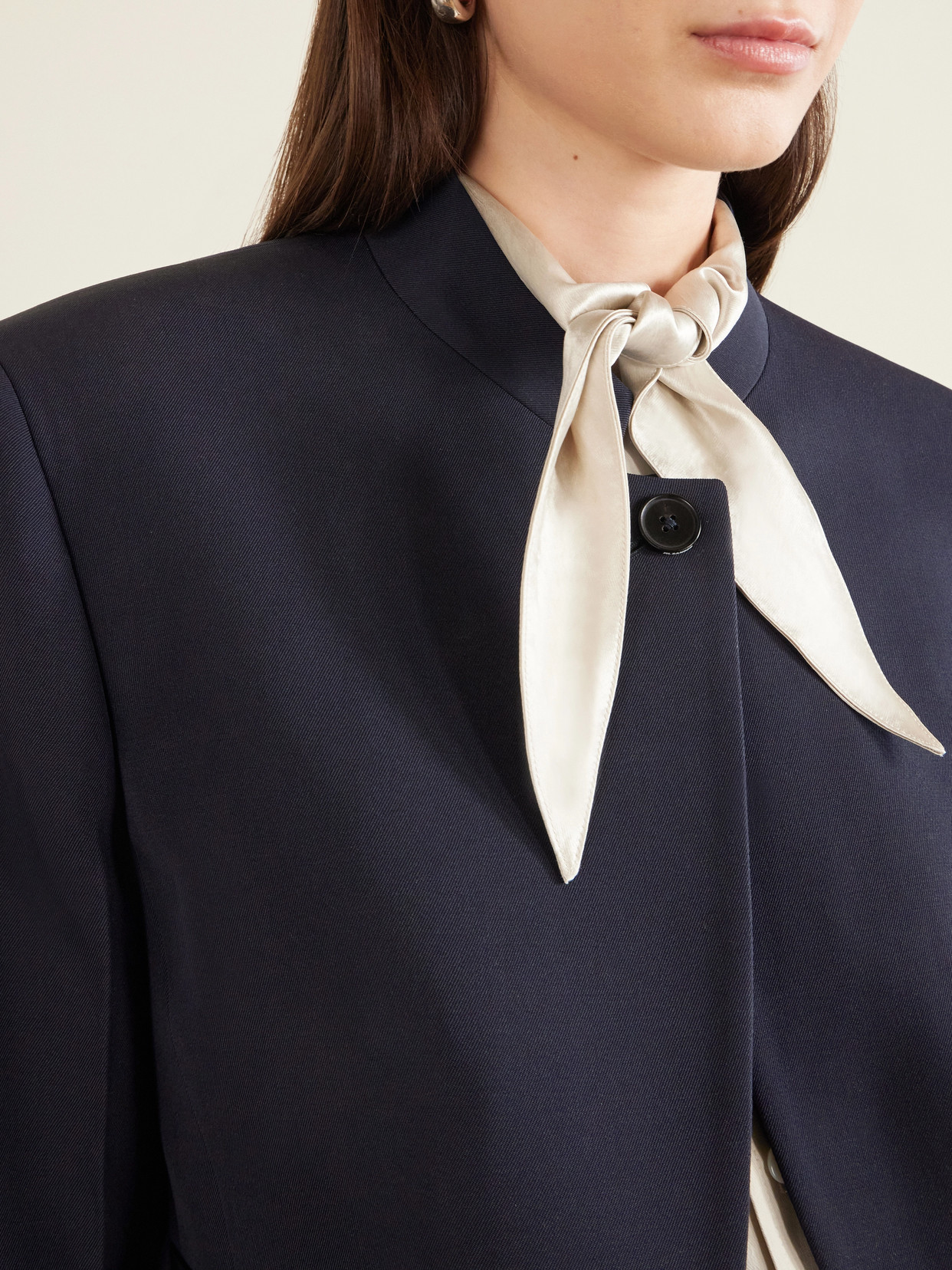 Cropped Asymmetric Wool-Twill Jacket