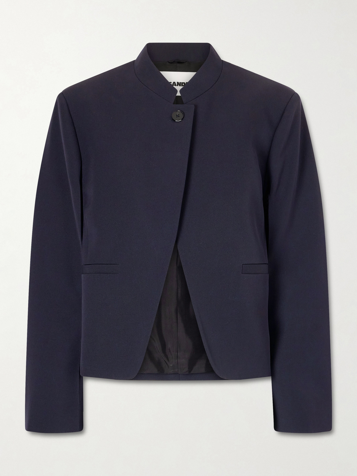 Cropped Asymmetric Wool-Twill Jacket