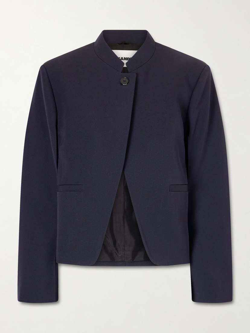 Jil Sander Cropped Asymmetric Wool-twill Jacket