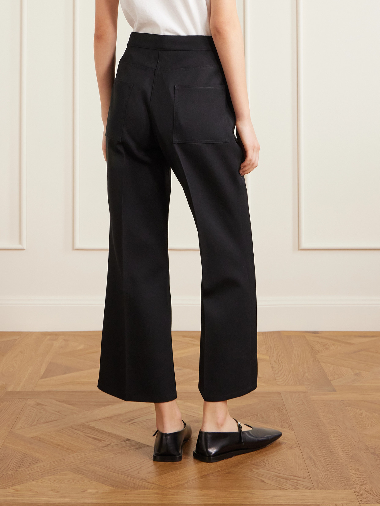 Jil Sander Cropped Wool-twill Flared Pants In Black