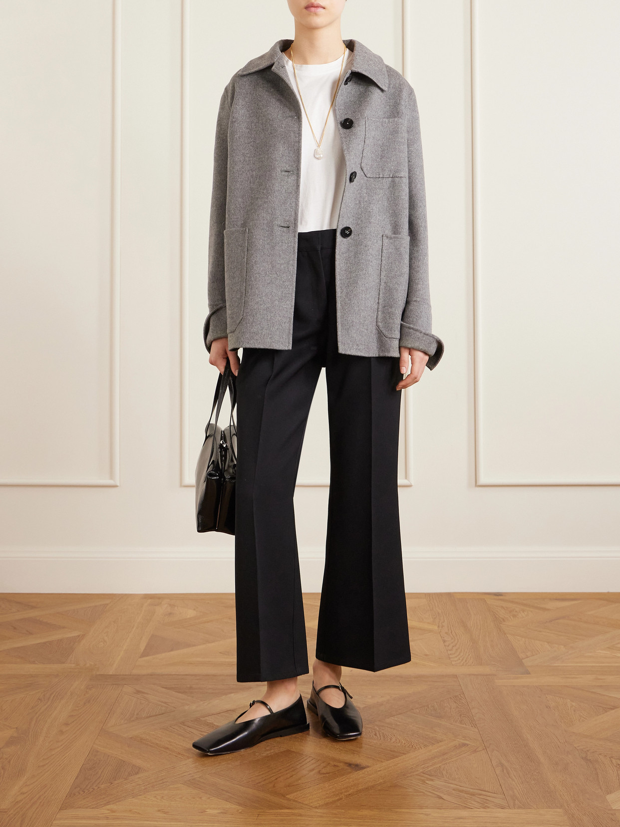 Jil Sander Cropped Wool-twill Flared Pants In Black