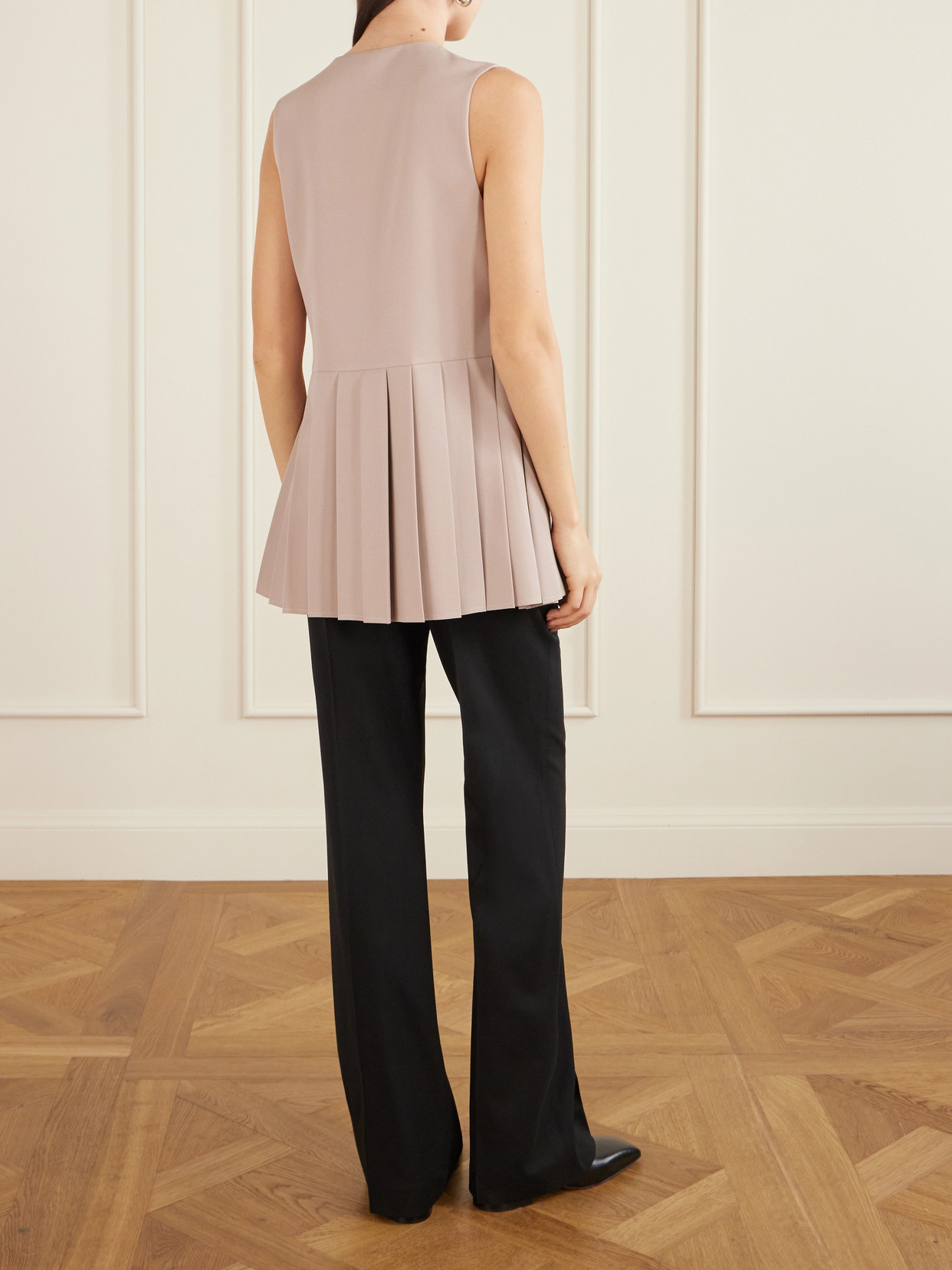 Pleated Wool-Twill Top