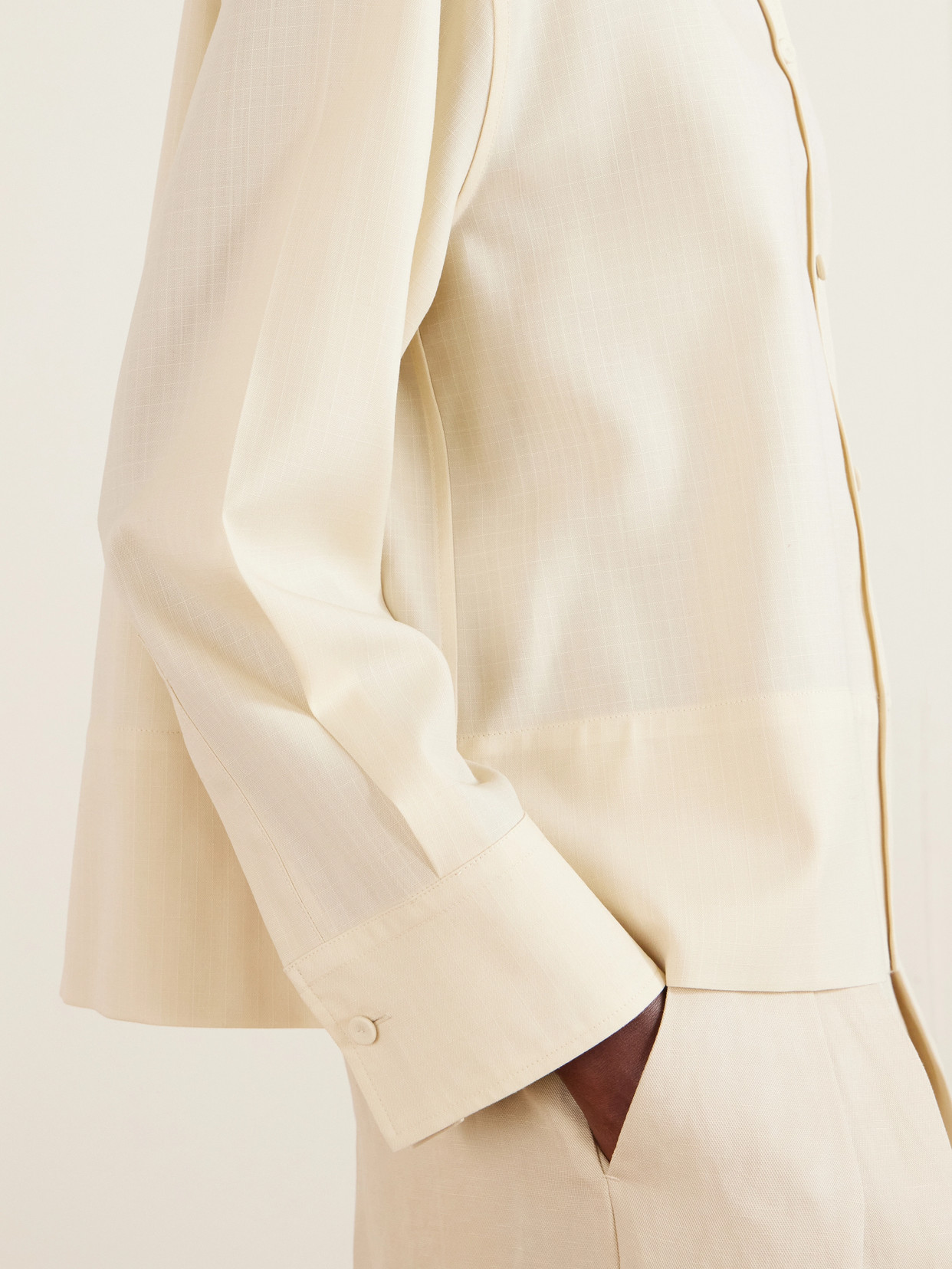 Cropped Wool-Ripstop Shirt