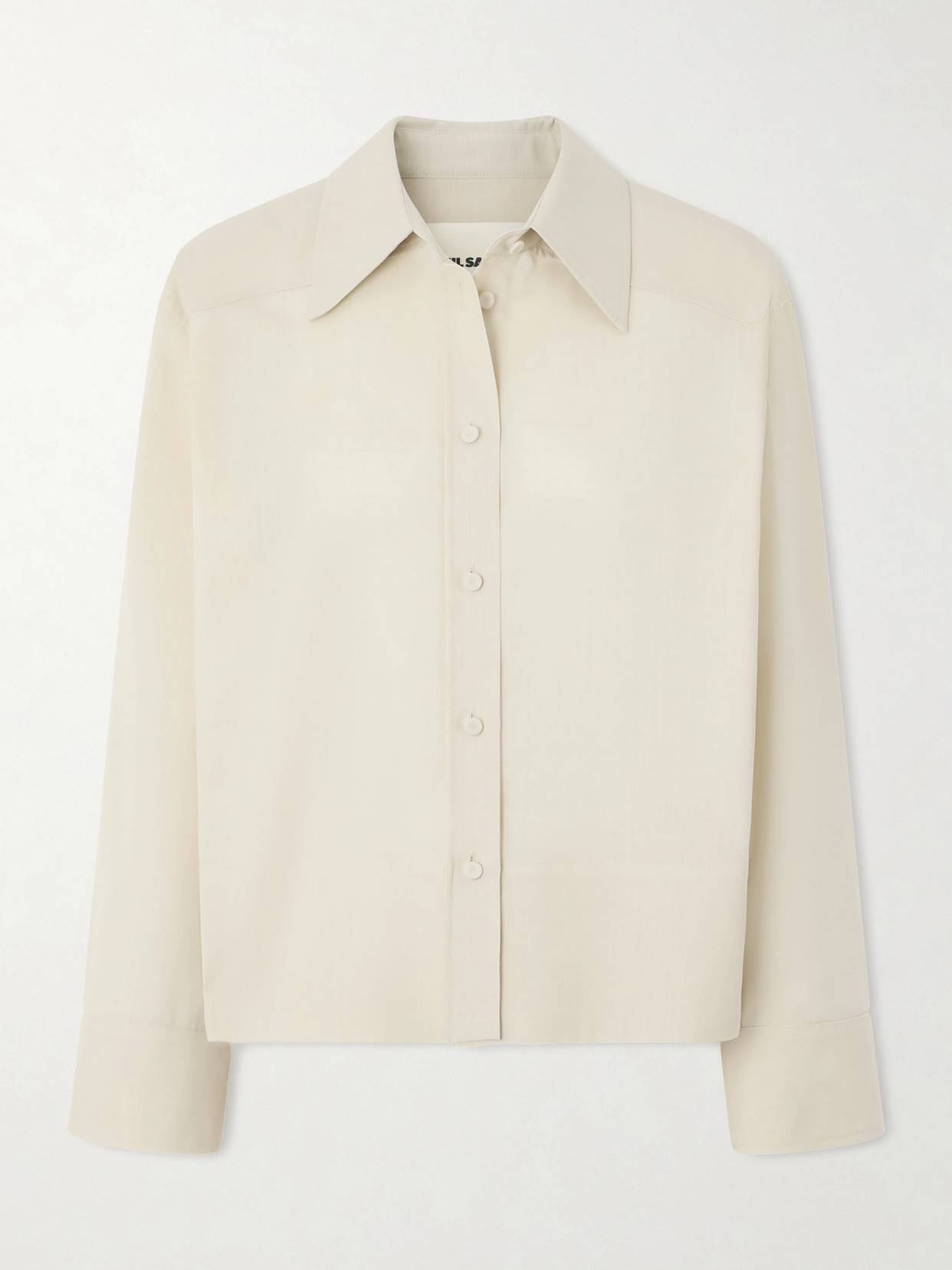 Jil Sander Cropped Wool-ripstop Shirt In Neutral