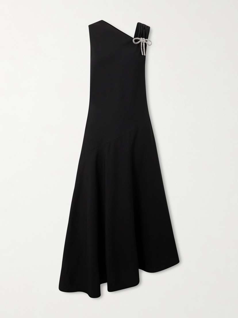 Jil Sander Asymmetric Bow-embellished Crepe Midi Dress