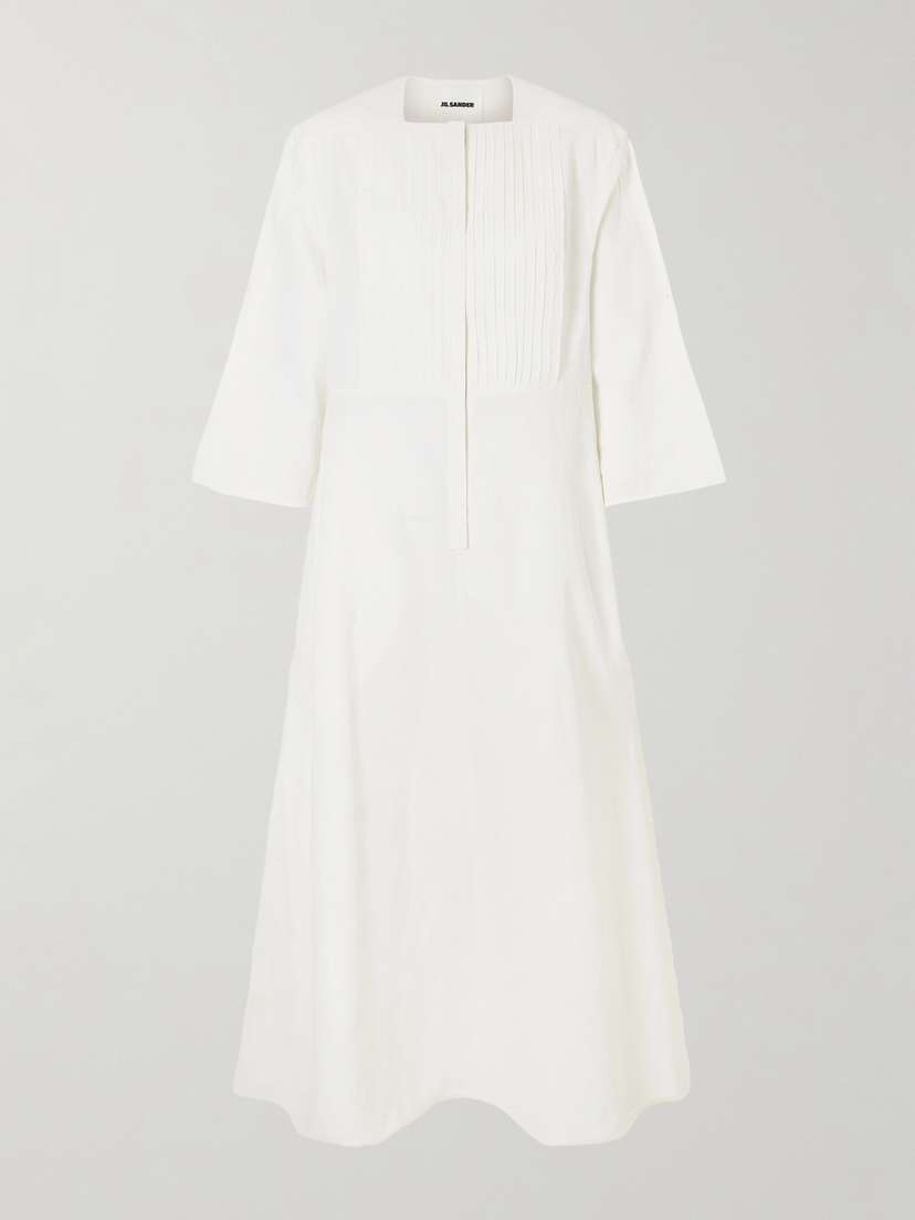 Jil Sander Pleated Linen Maxi Dress