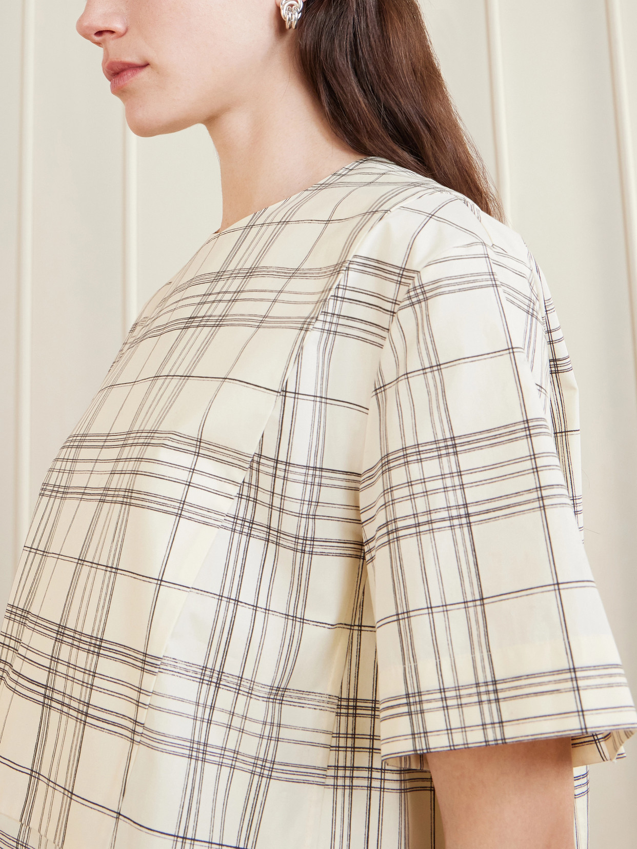 Jil Sander Checked Cotton T-shirt In Multi