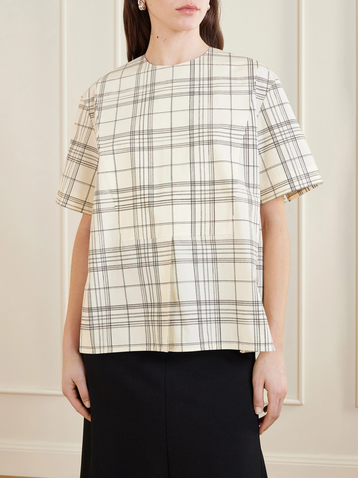 Jil Sander Checked Cotton T-shirt In Multi