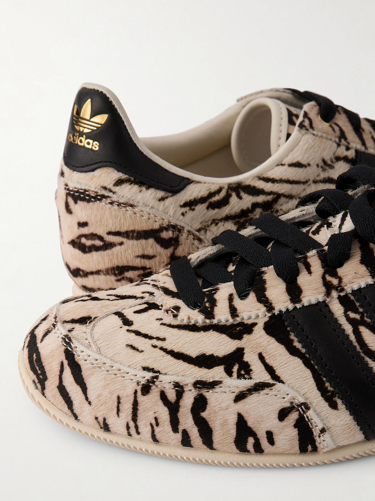 Japan Leather-Trimmed Zebra-Print Sneakers