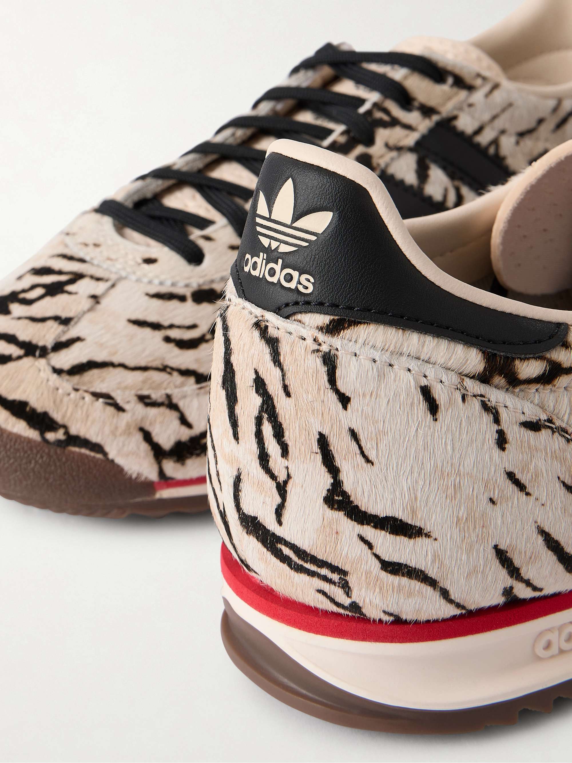 ADIDAS ORIGINALS SL 72 OG leather-trimmed zebra-print calf hair