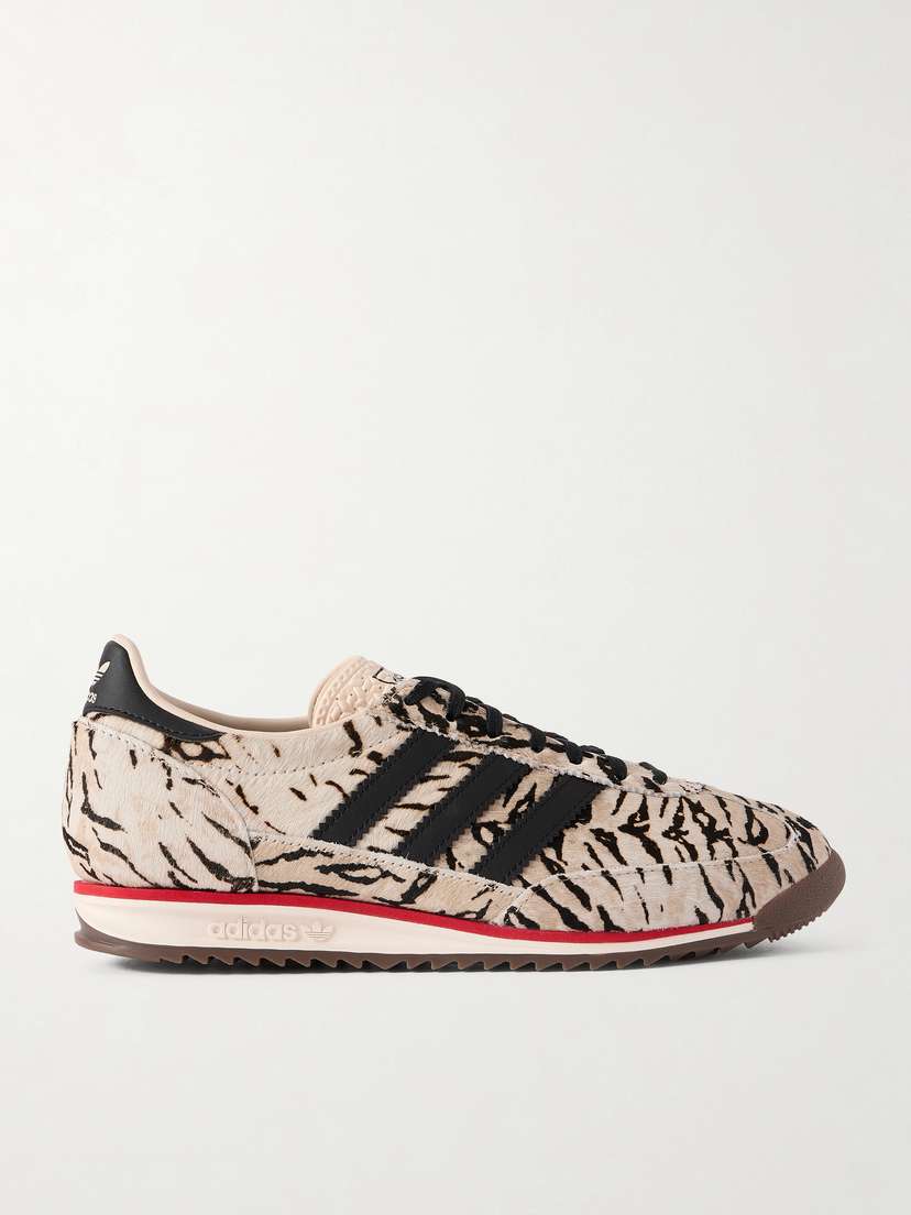 adidas Originals Sl 72 Og Leather-trimmed Zebra-print Calf Hair Sneakers