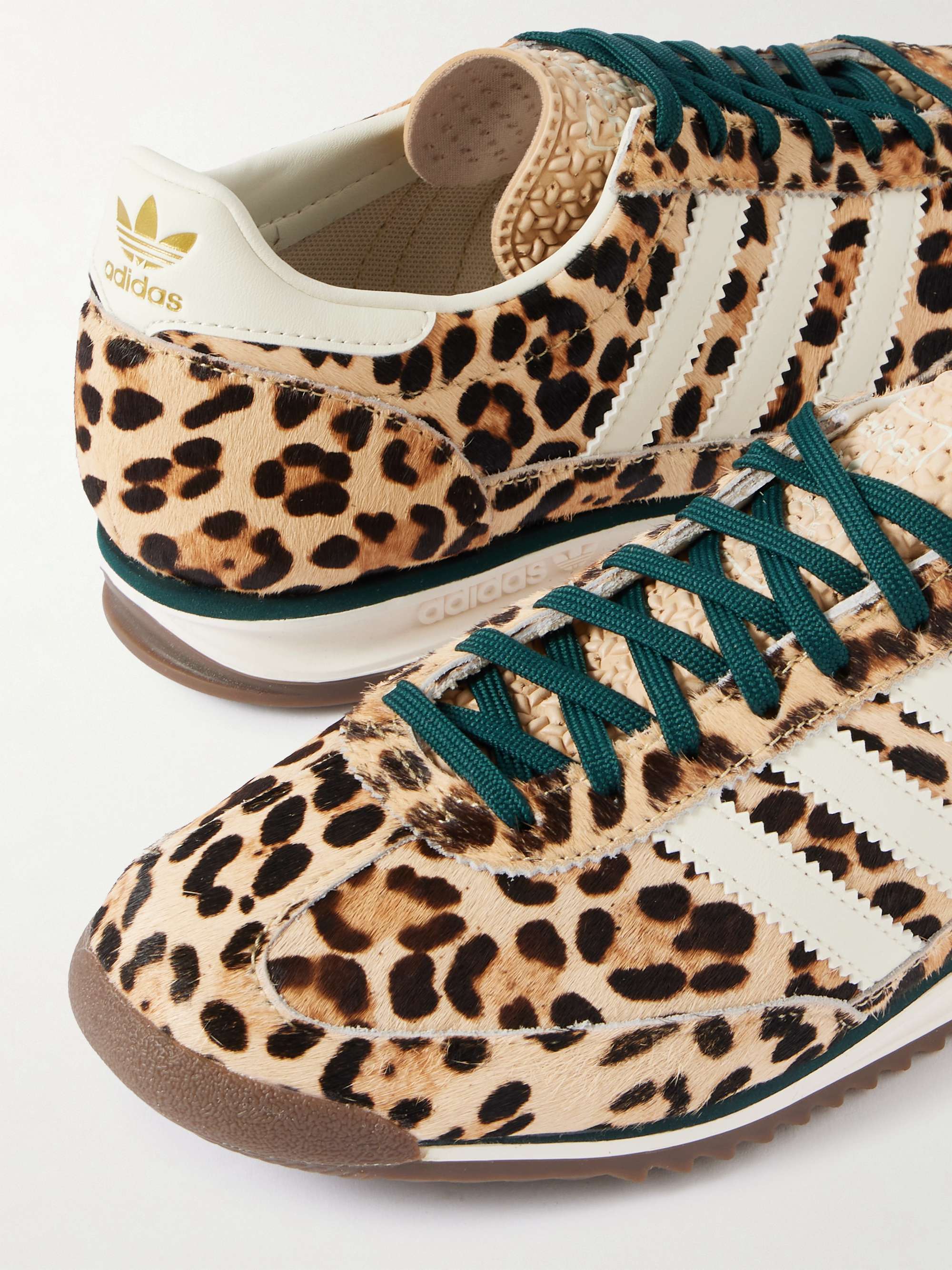 ADIDAS ORIGINALS SL 72 OG leather-trimmed leopard-print calf hair