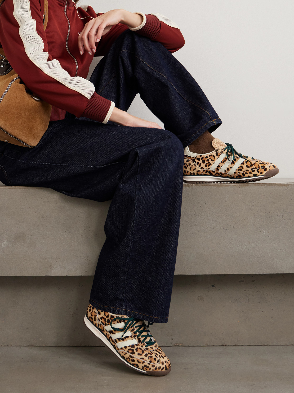 Sl 72 Og Leather-Trimmed Leopard-Print Sneakers
