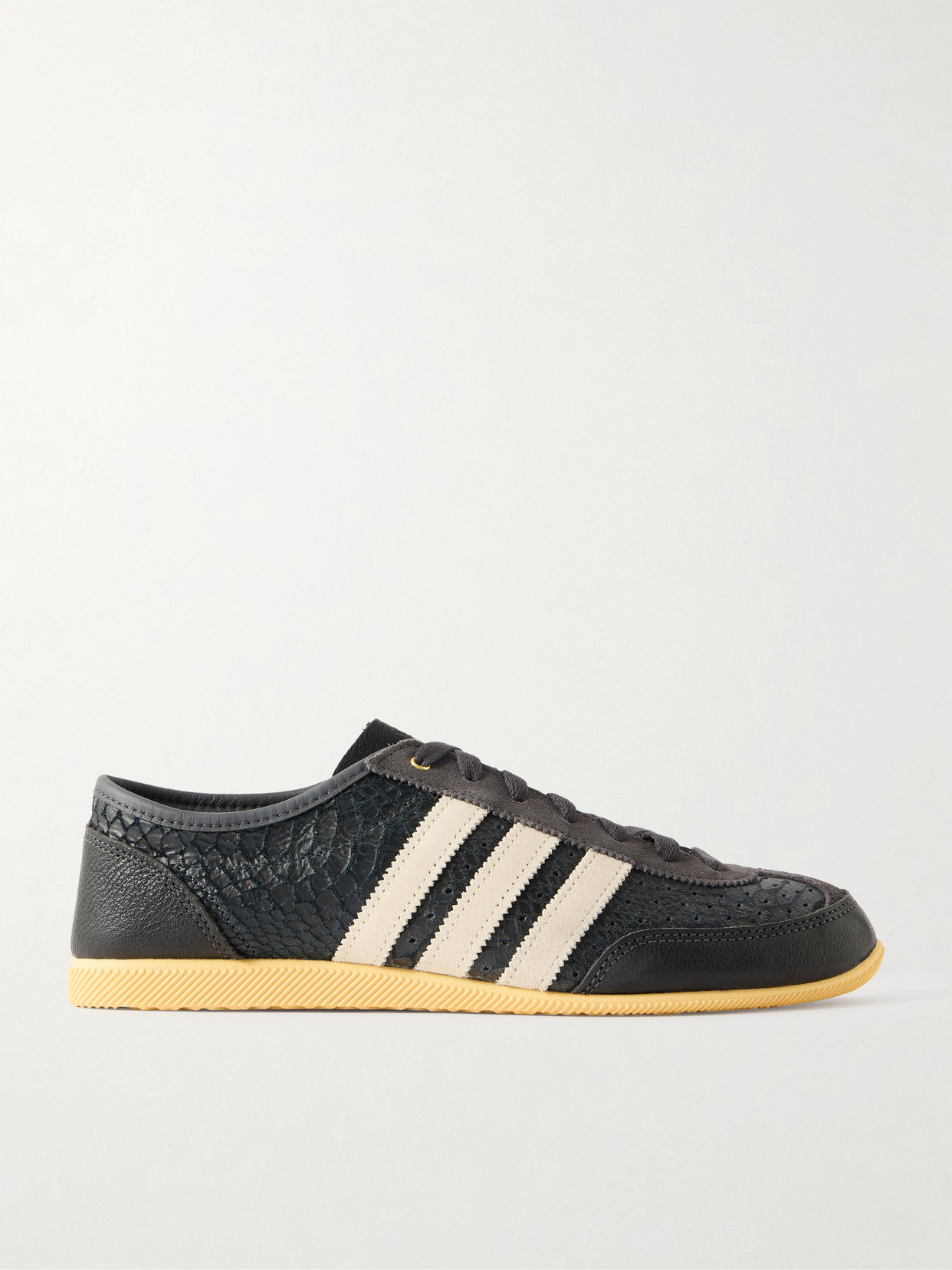 Japan Decon W Perforated Suede-Trimmed Textured-Leather Sneakers