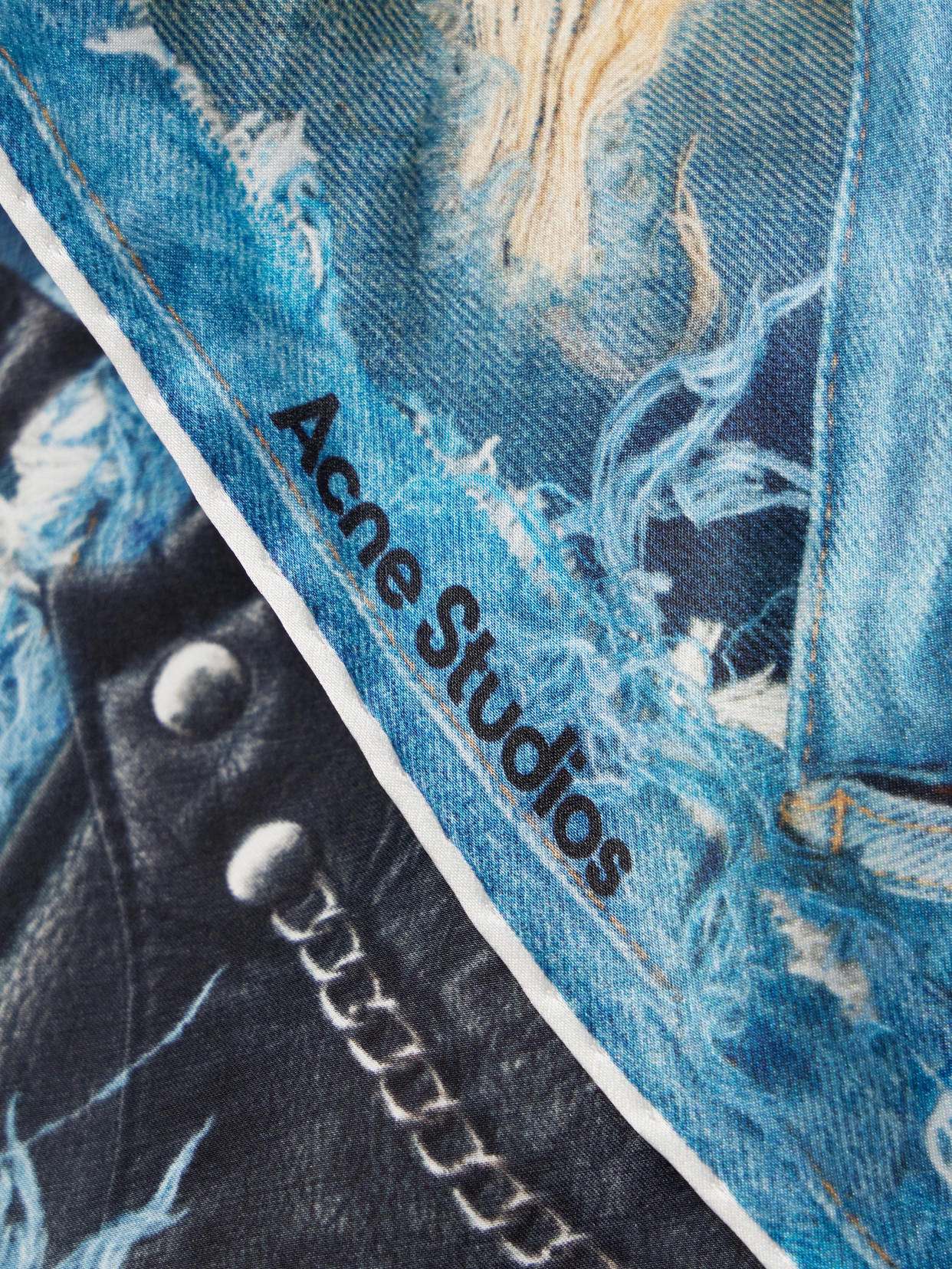 Acne Studios Printed Silk Scarf In Multi