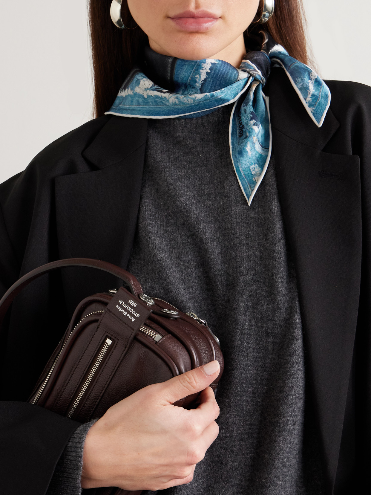 Acne Studios Printed Silk Scarf In Multi