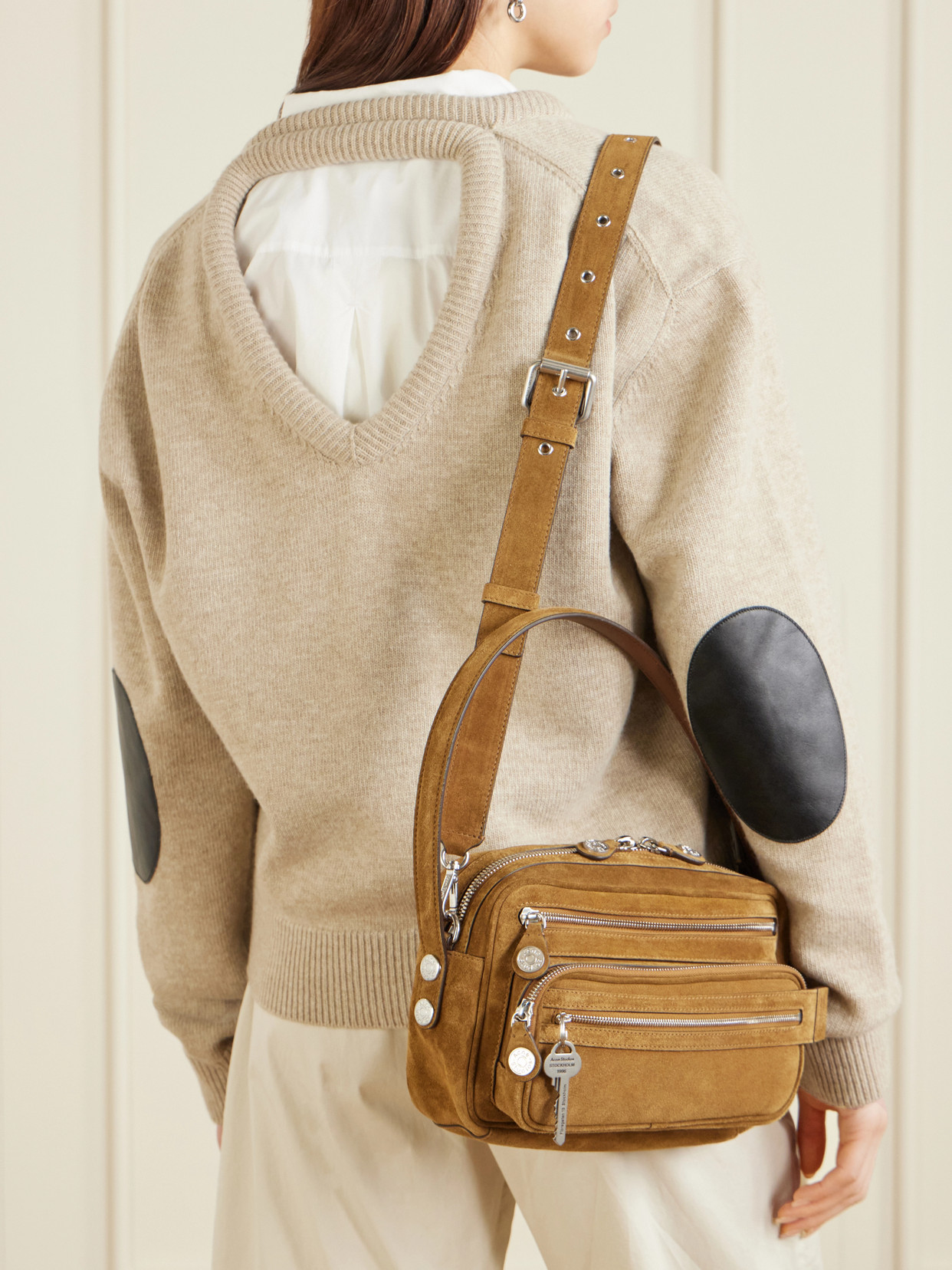 Acne Studios Suede Shoulder Bag In Brown