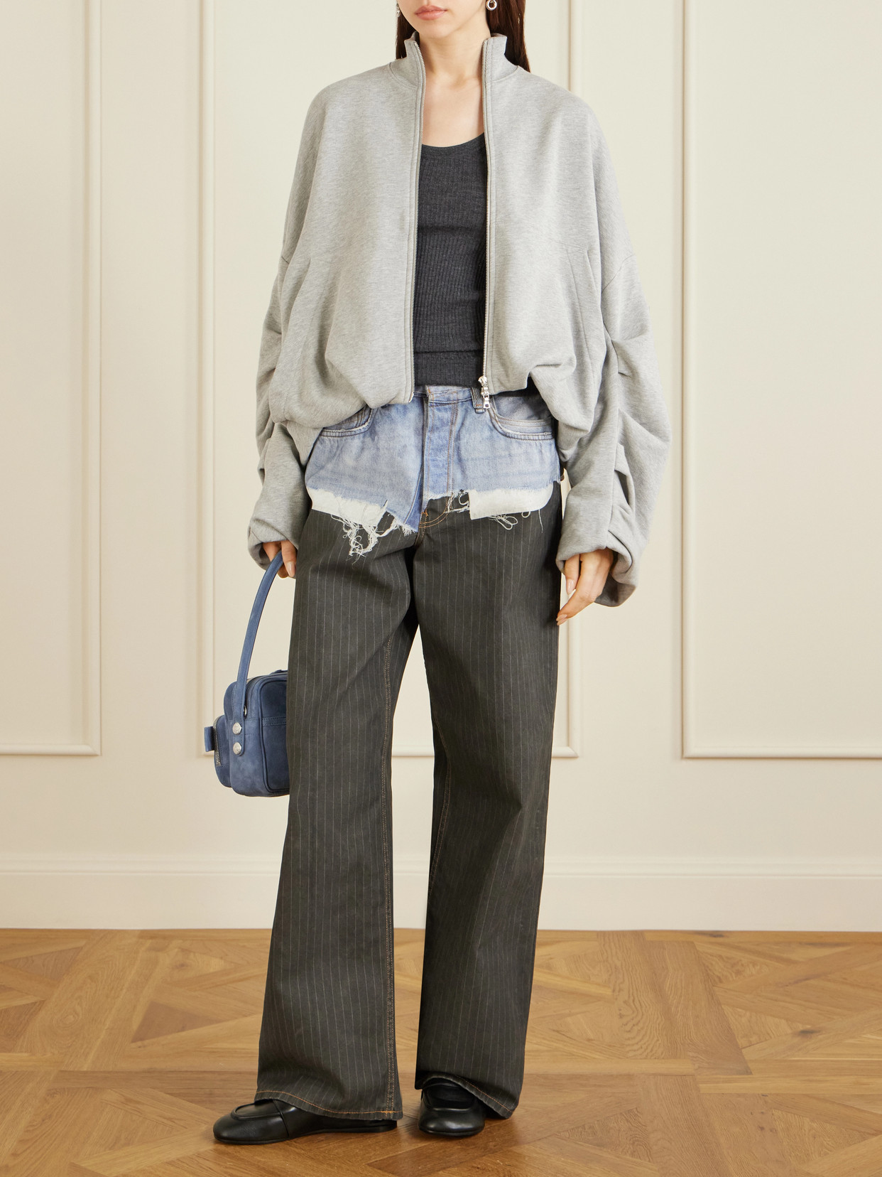 Acne Studios Suede Shoulder Bag In Blue