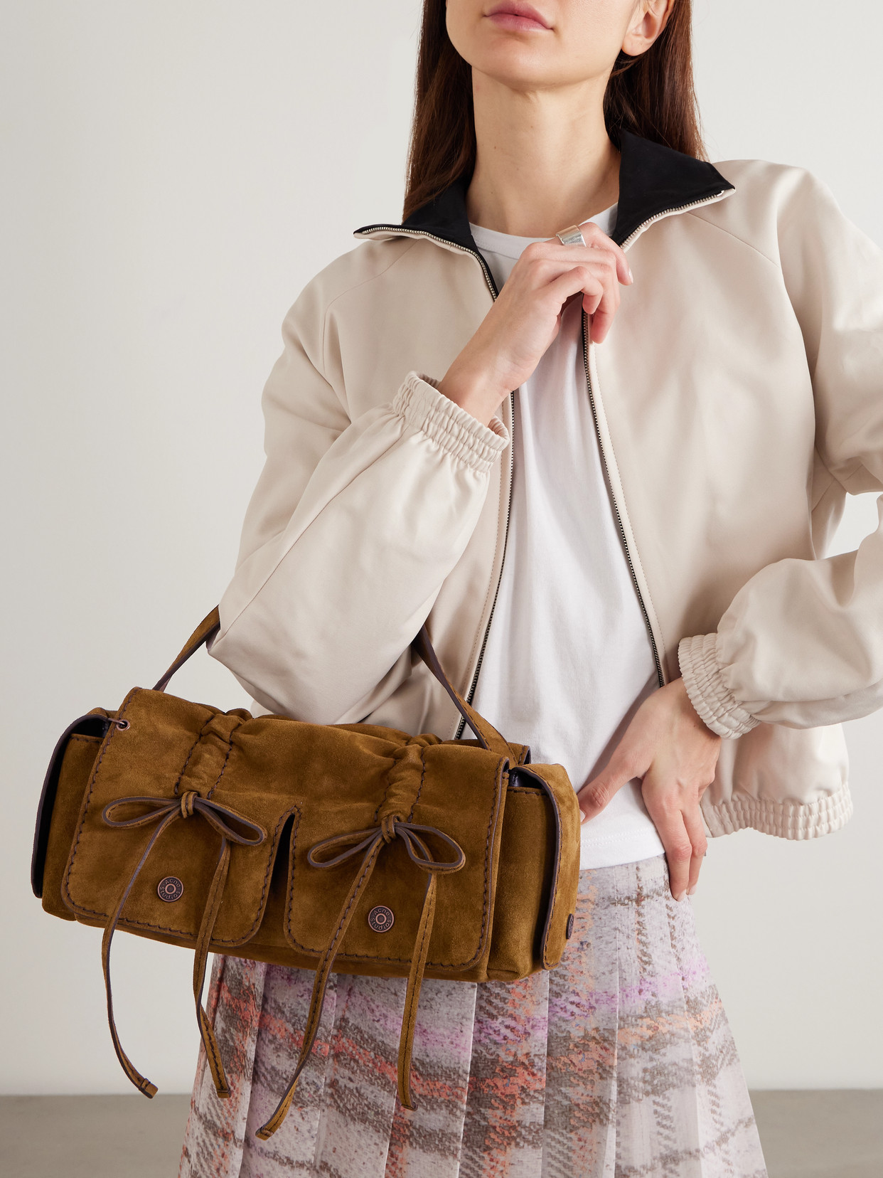 Acne Studios Suede Shoulder Bag In Brown