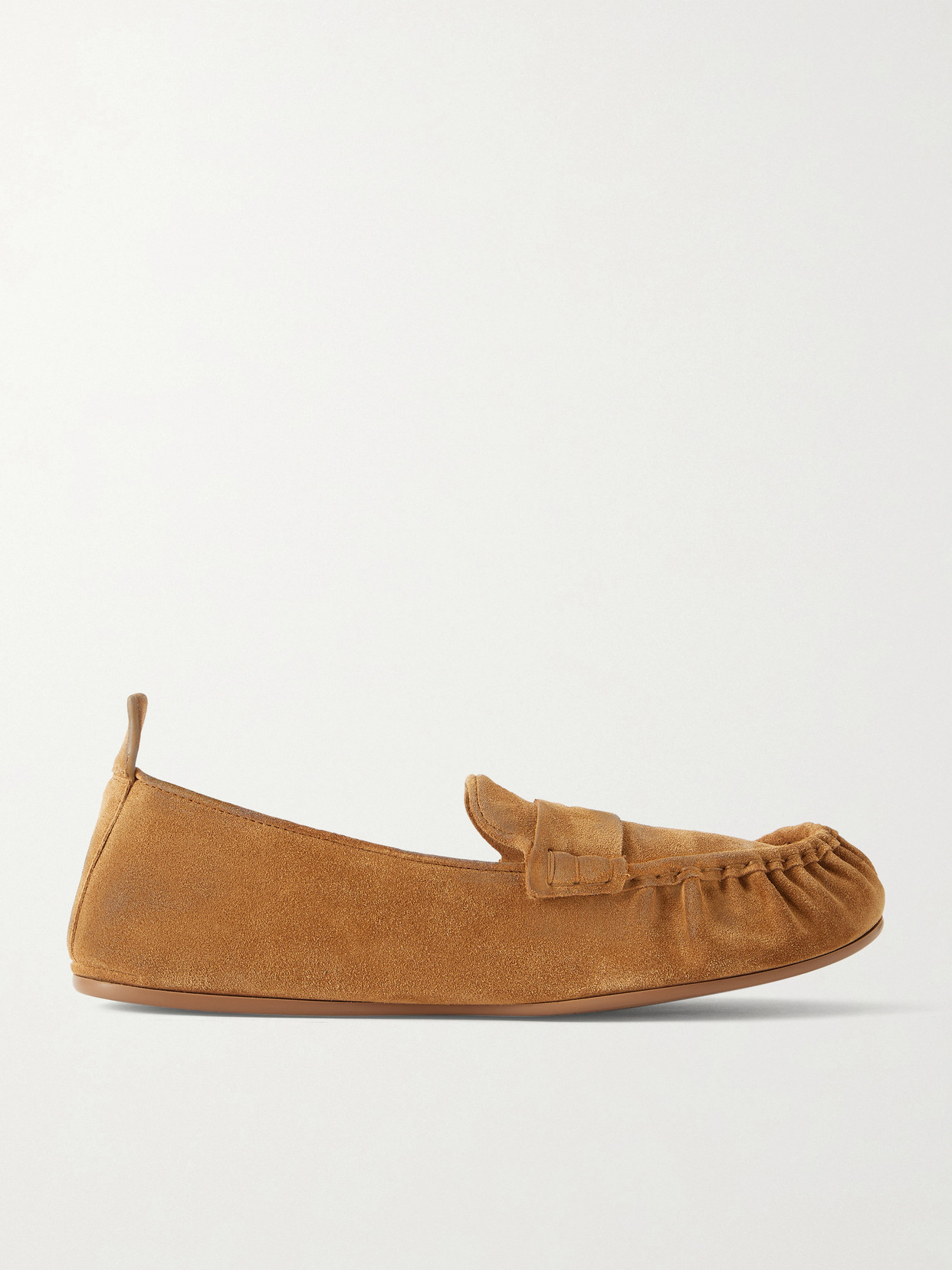 Acne Studios Distressed Suede Loafers In Brown