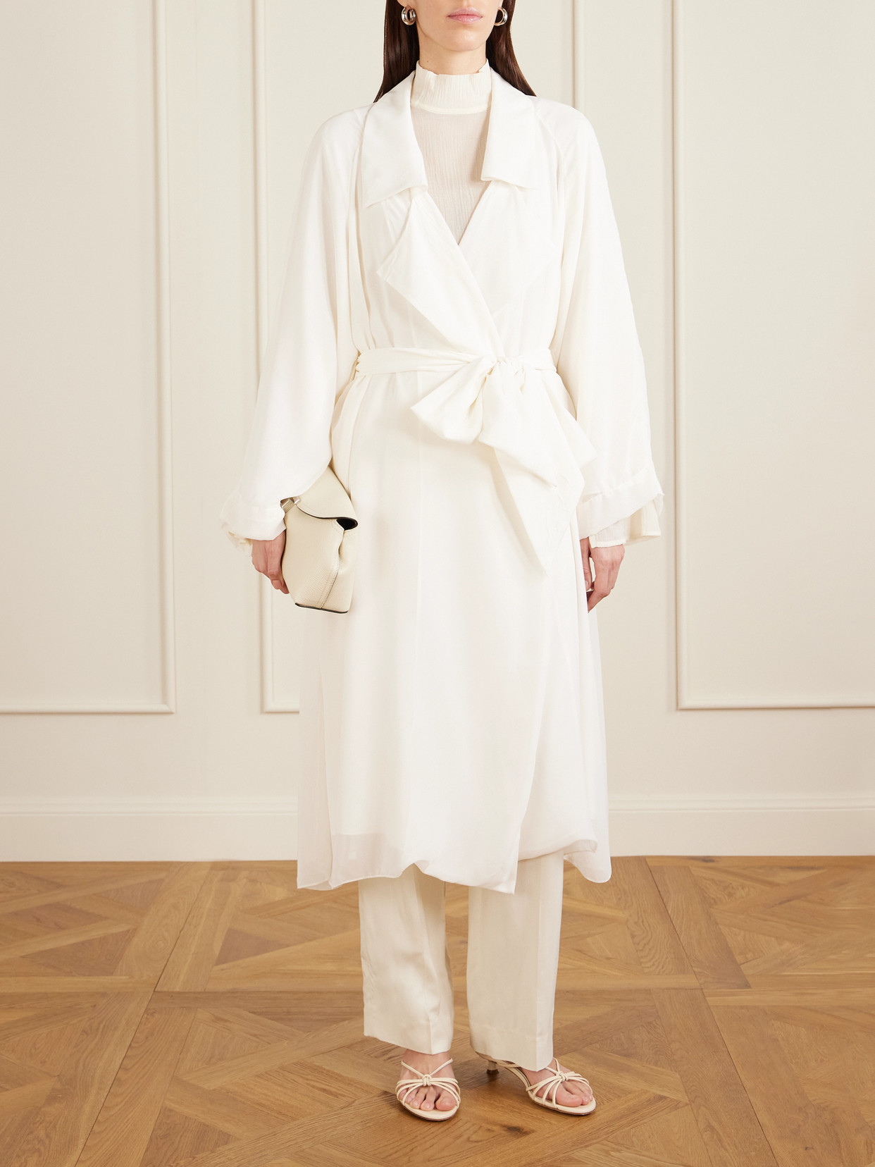 Sharon Wauchob Lee Belted Silk-blend Trench Coat In White