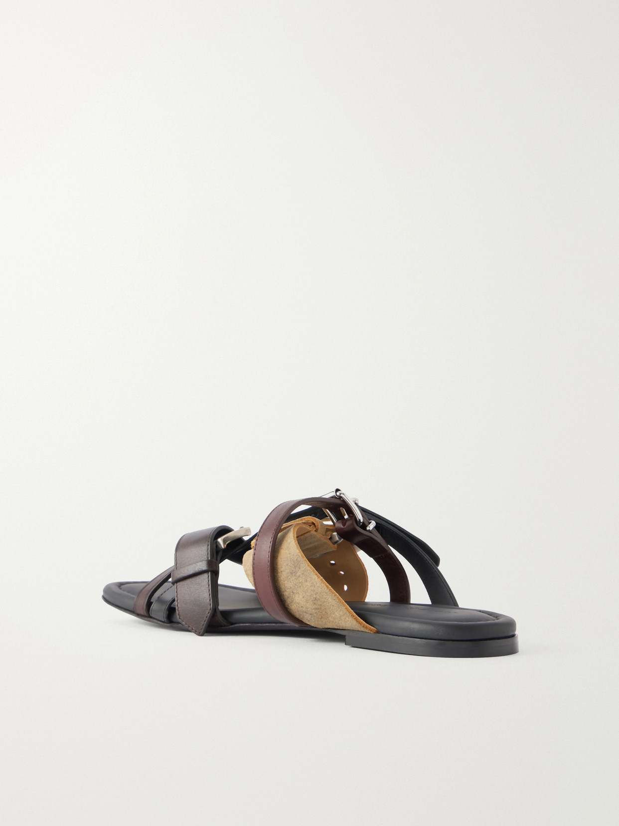 Acne Studios Brown Leather Belts Strap Sandals In Multi