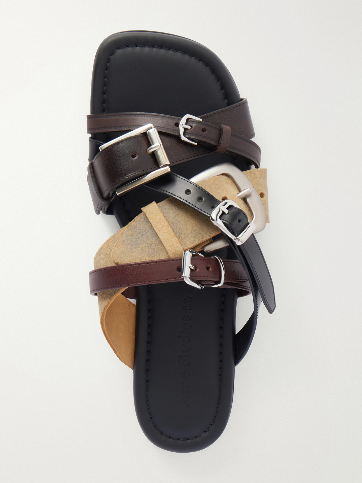 Acne Studios Brown Leather Belts Strap Sandals In Multi