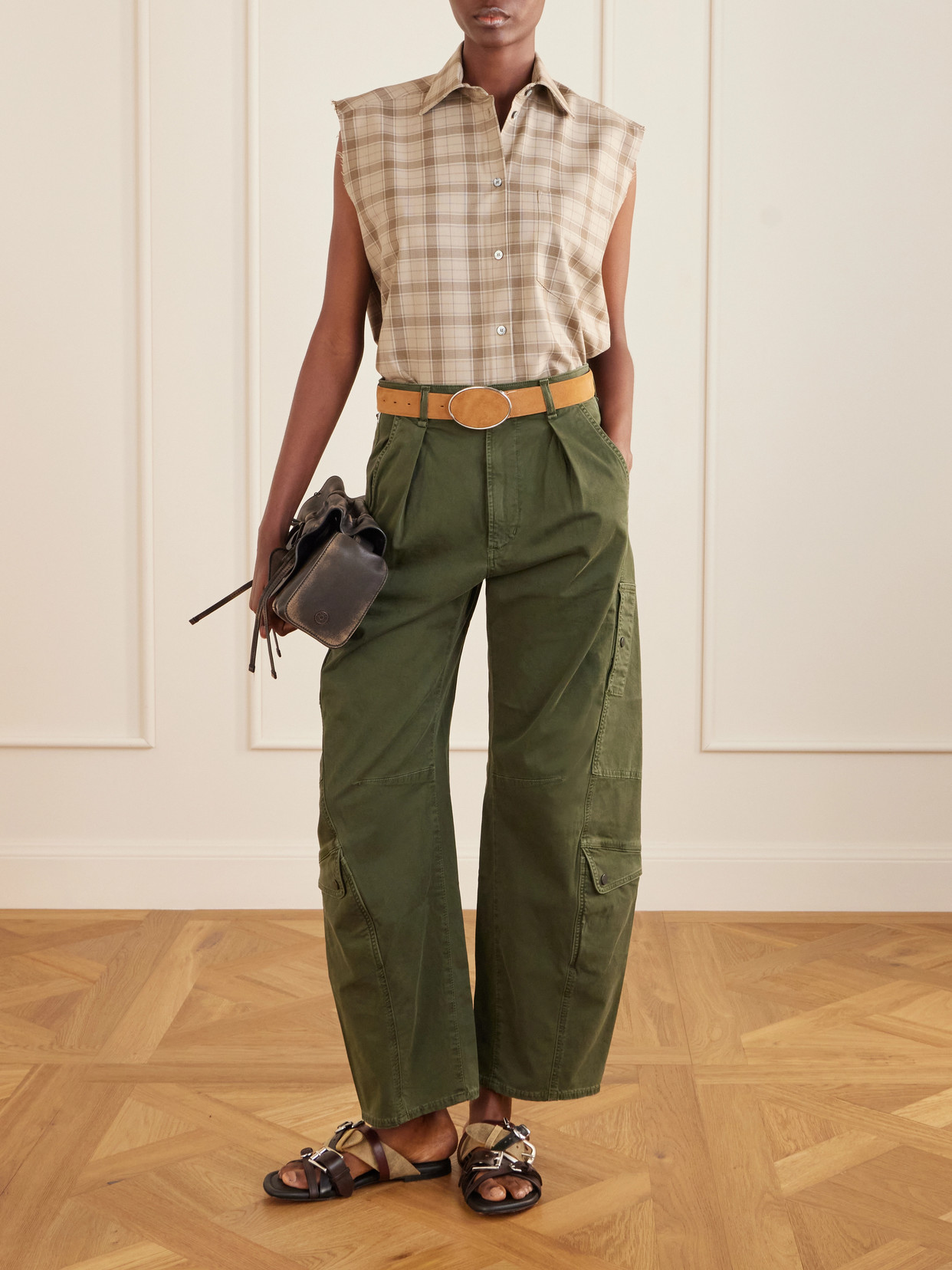 Acne Studios Brown Leather Belts Strap Sandals In Multi