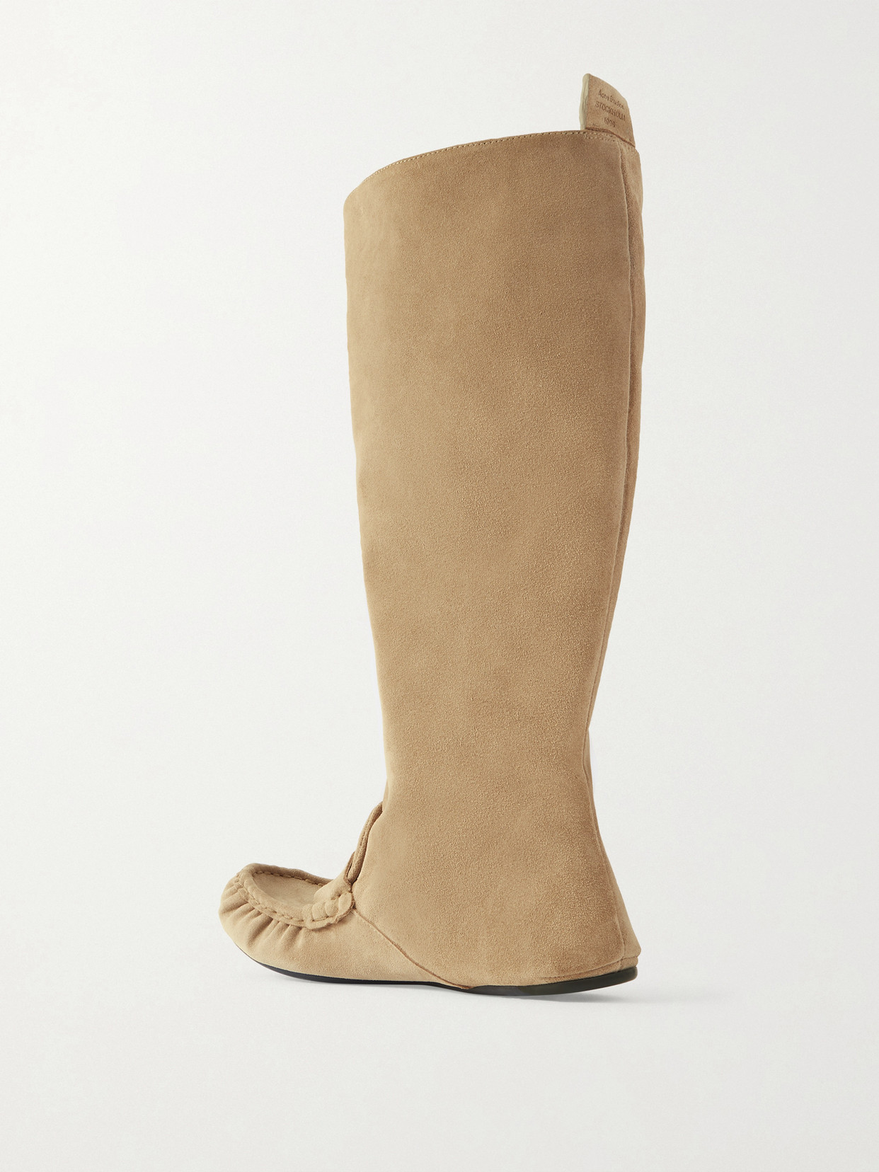 Acne Studios Bojan Slouch Suede Boots Beige In Animal Print
