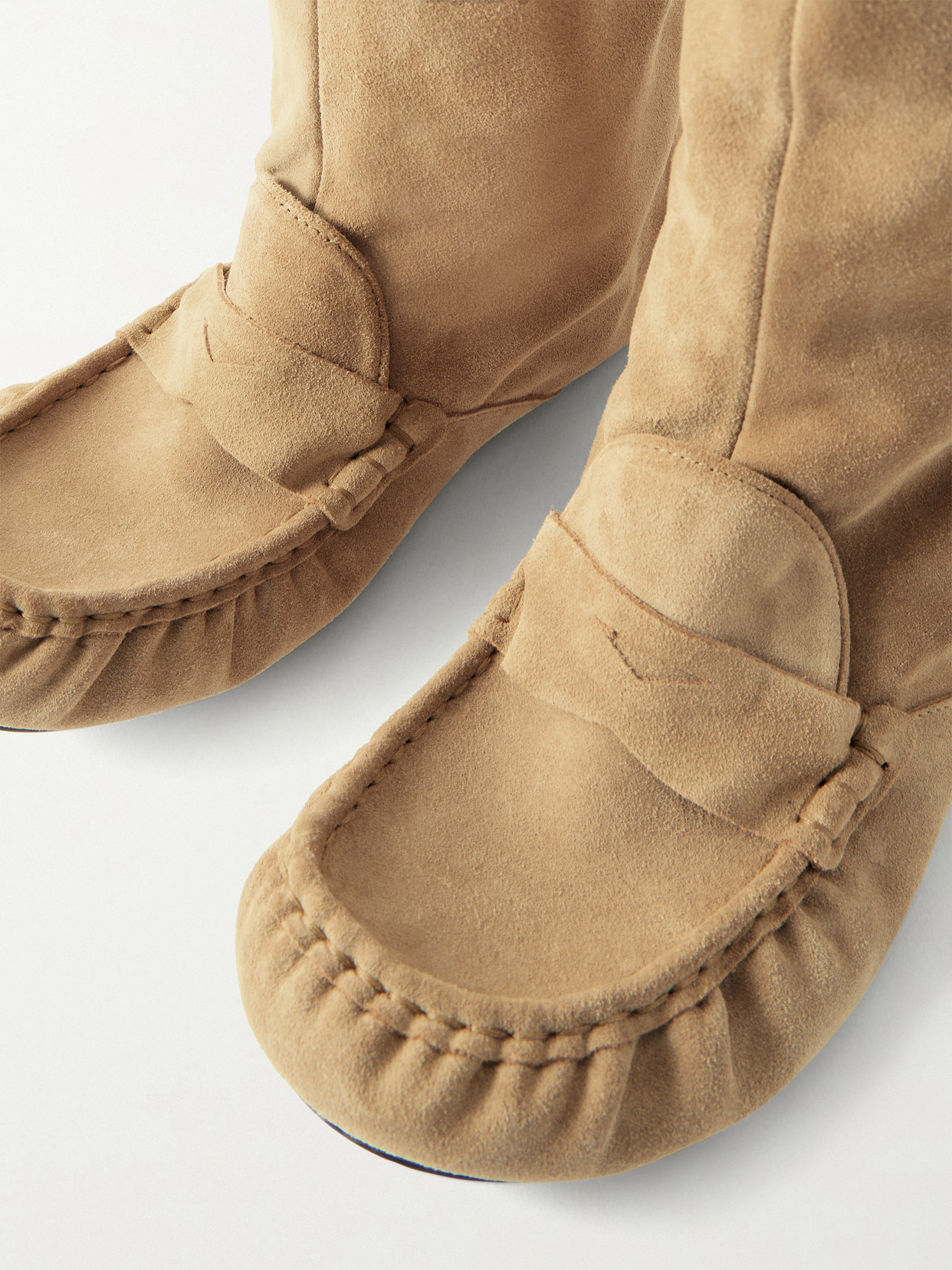 Acne Studios Bojan Slouch Suede Boots Beige In Animal Print