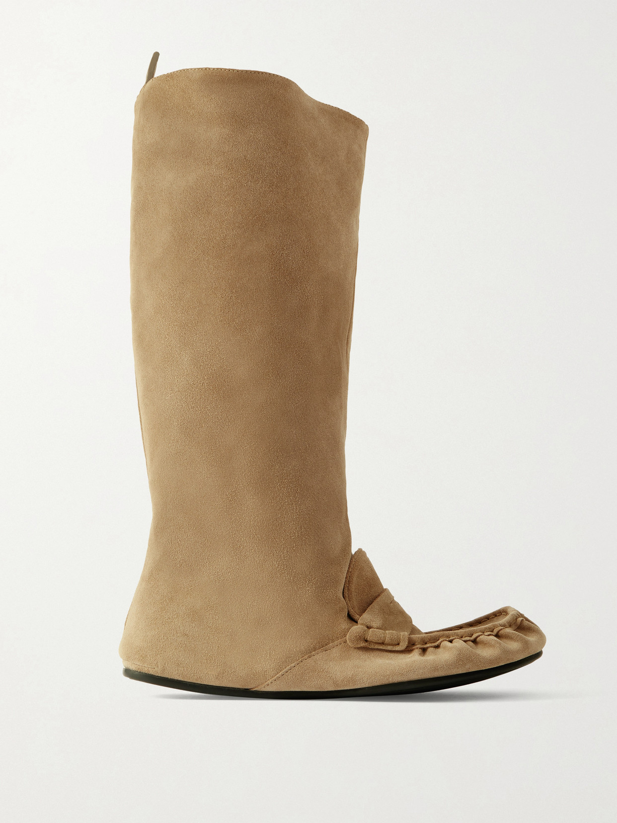 Acne Studios Bojan Slouch Suede Boots Beige In Animal Print