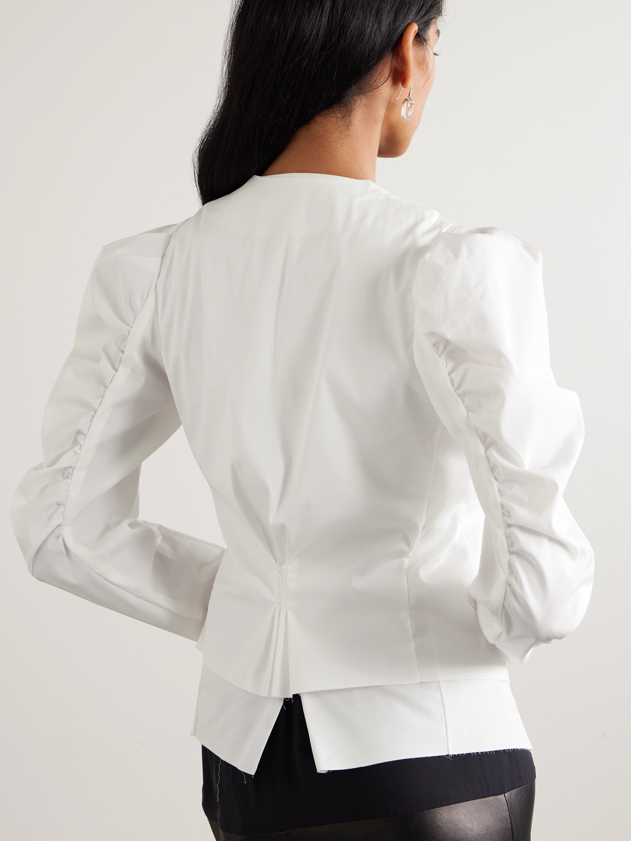 Sharon Wauchob Bann Tie-detailed Gathered Cotton-poplin Shirt In White
