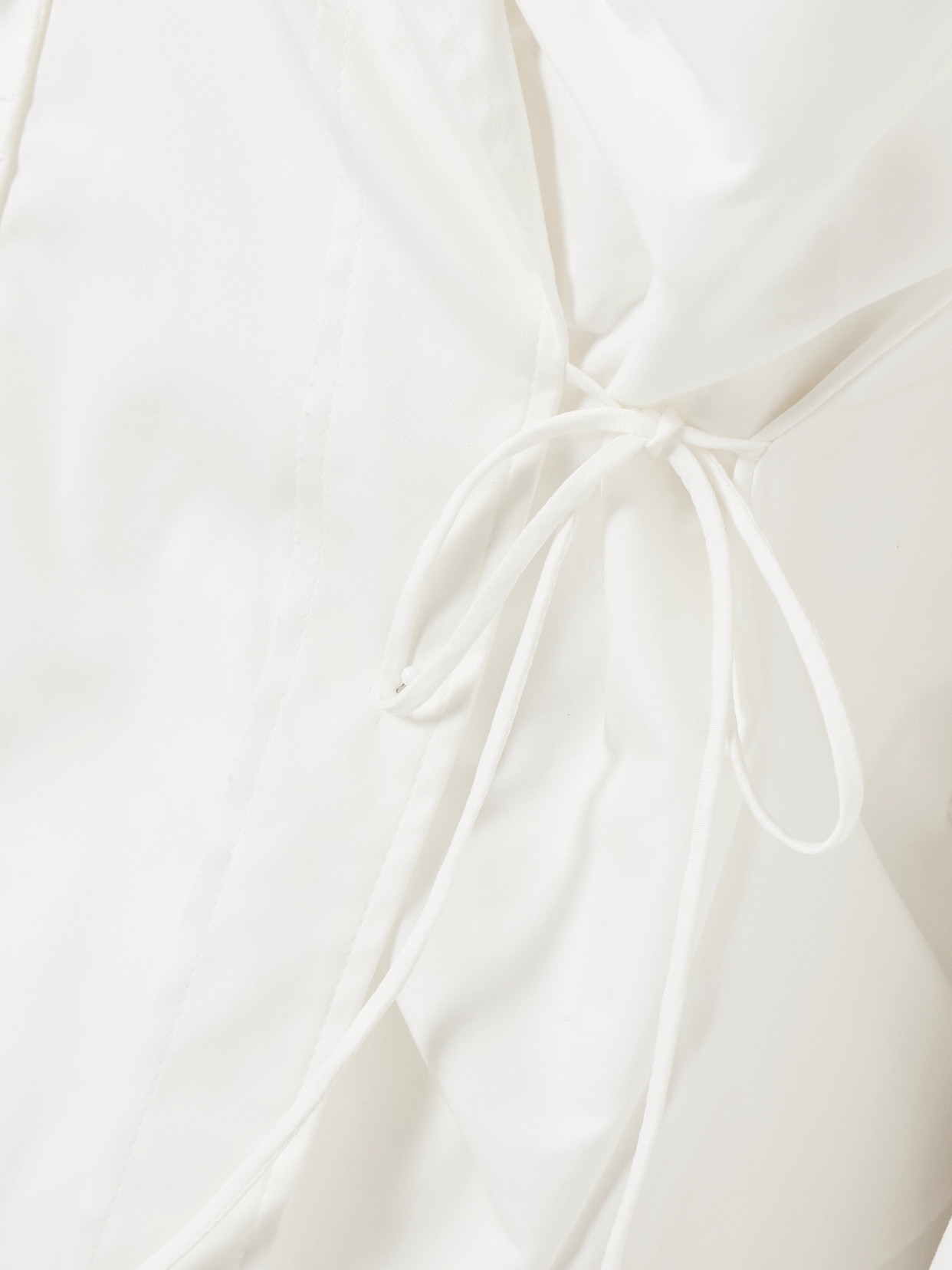 Sharon Wauchob Bann Tie-detailed Gathered Cotton-poplin Shirt In White