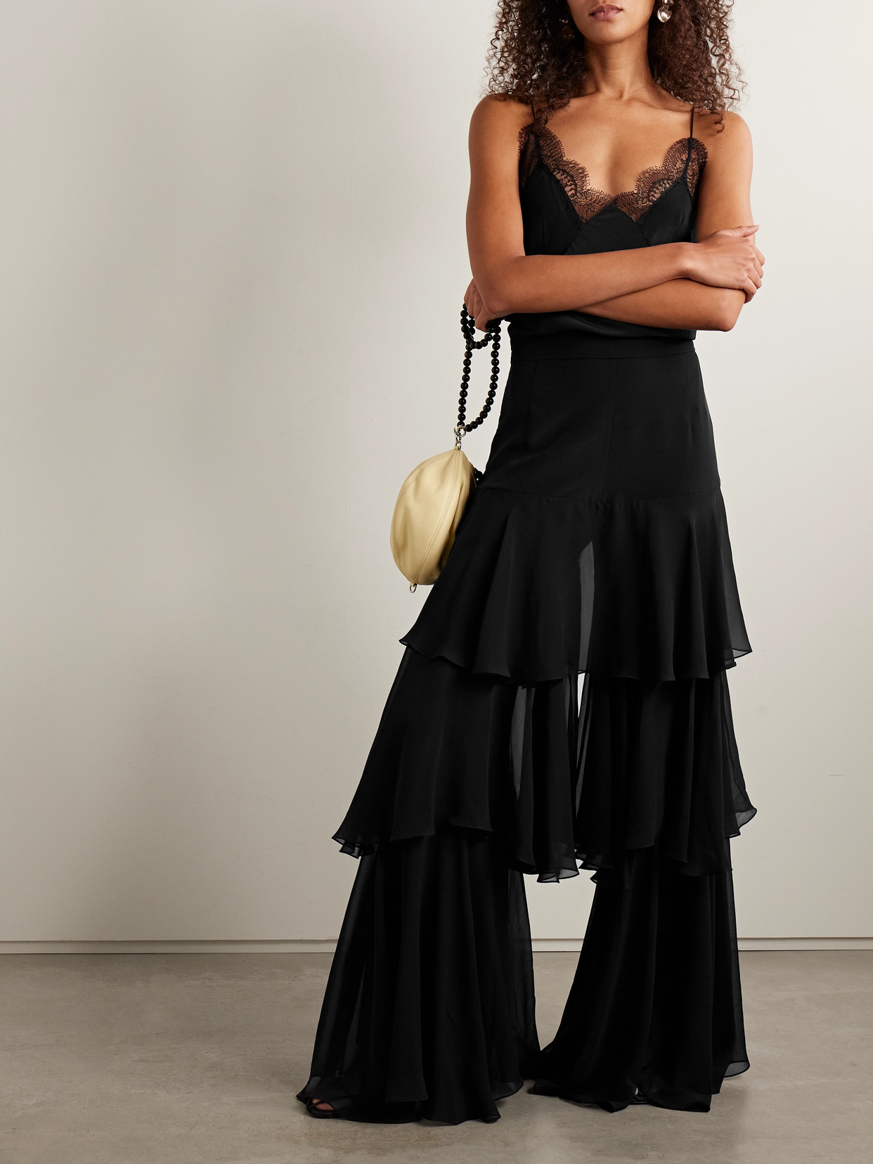 Sharon Wauchob Tiered Silk-chiffon Wide-leg Pants In Black