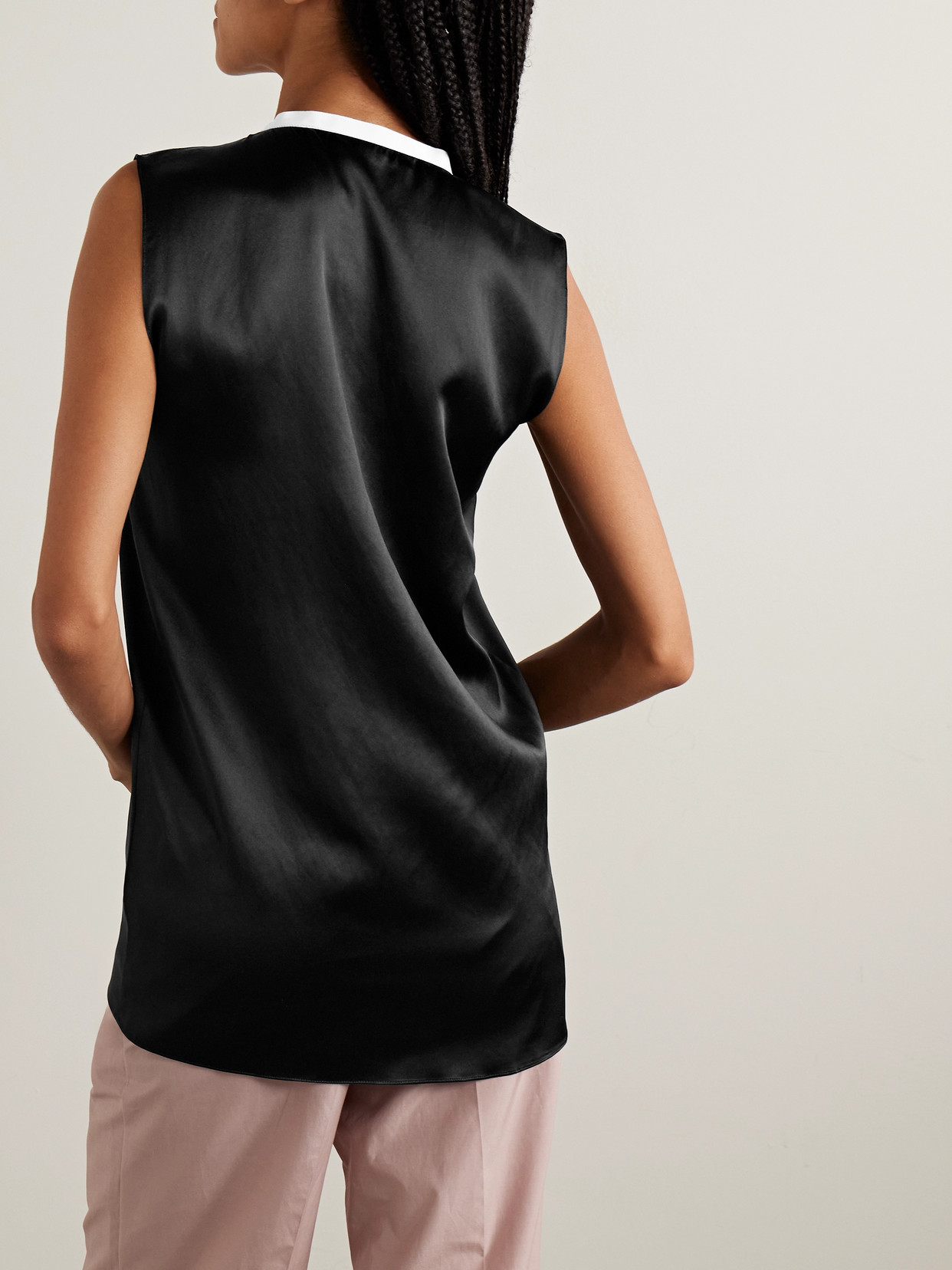 Sharon Wauchob Poutou Grosgrain-trimmed Silk Top In Black