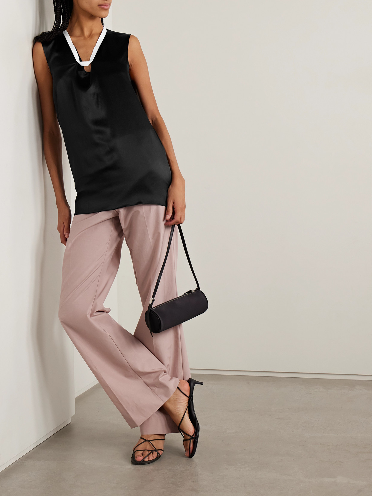 Sharon Wauchob Poutou Grosgrain-trimmed Silk Top In Black