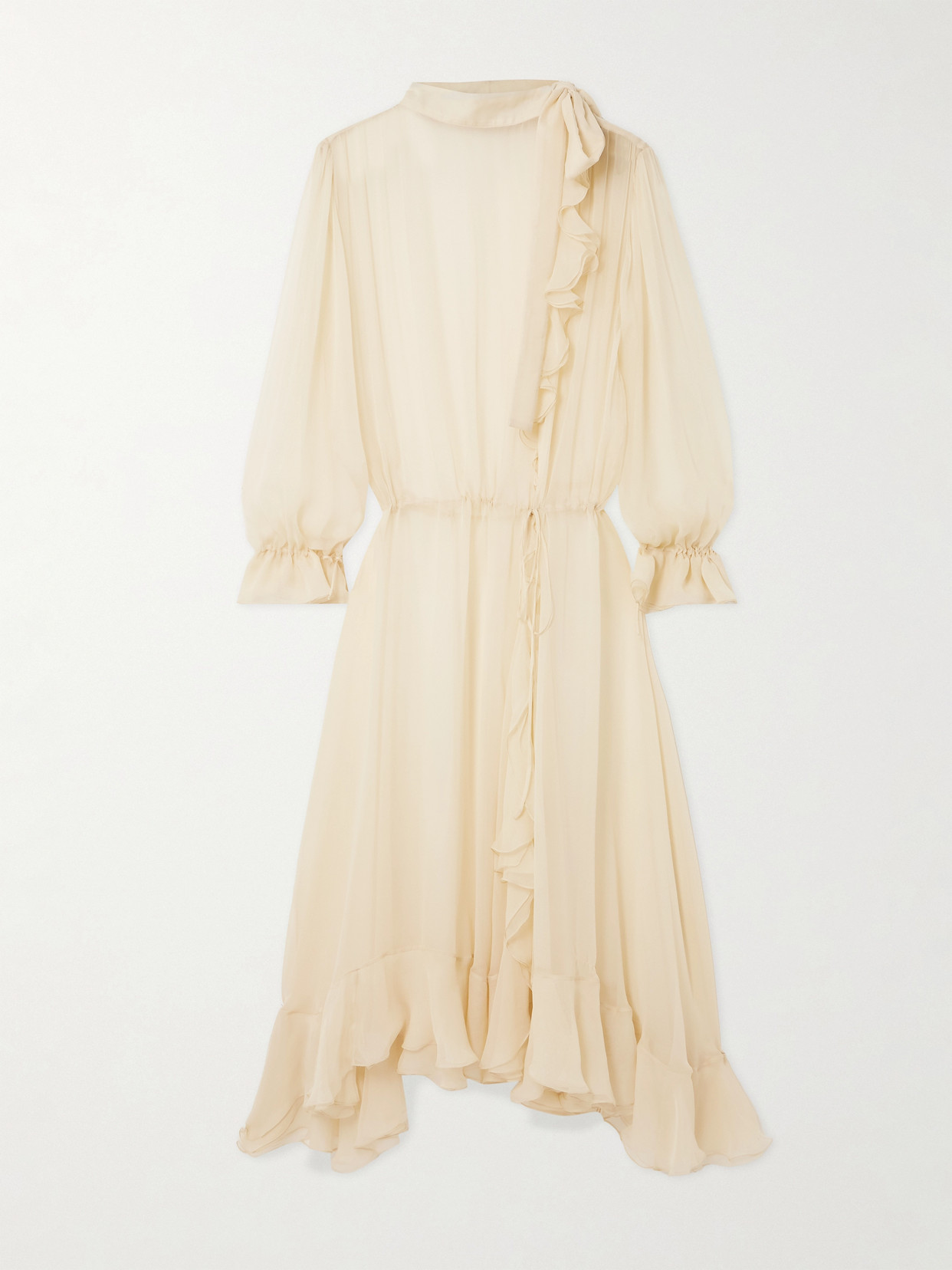 Sharon Wauchob Abae Asymmetric Ruffled Silk-mousseline Midi Dress In White