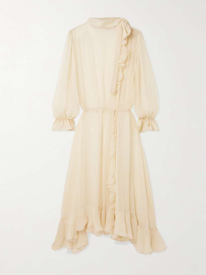 Sharon Wauchob Abae Asymmetric Ruffled Silk-mousseline Midi Dress