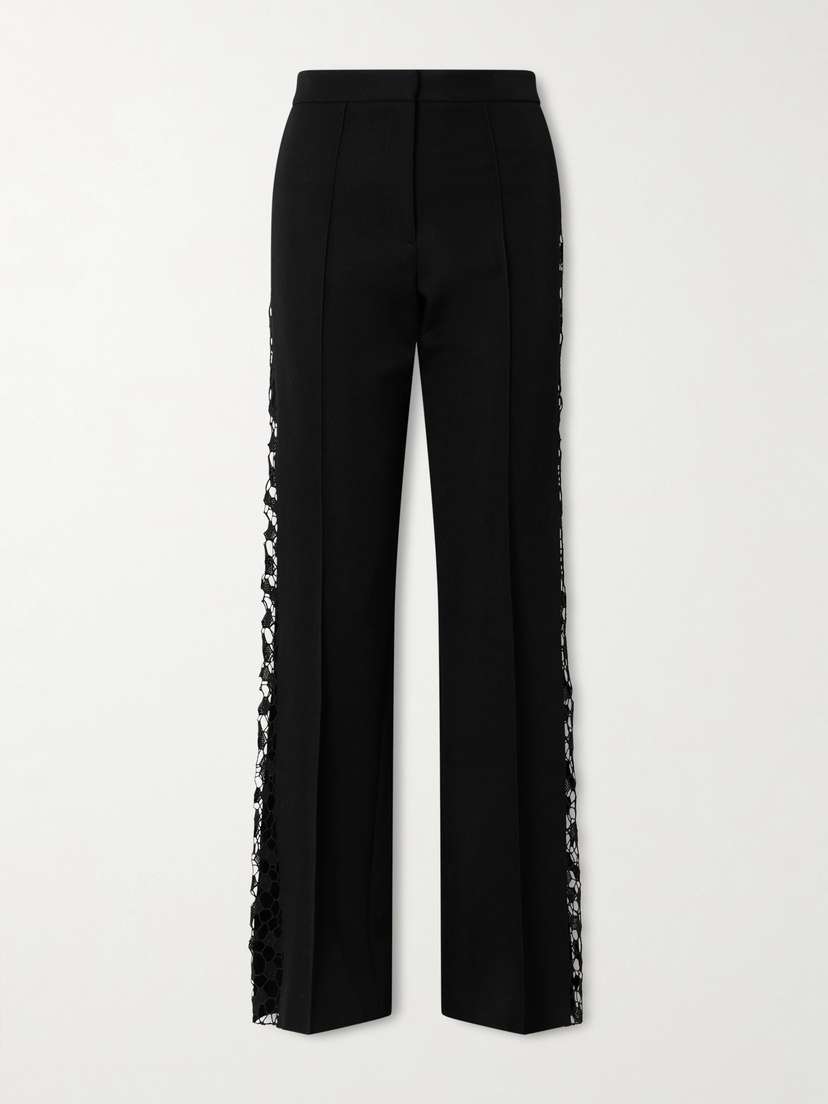Sharon Wauchob Lace-trimmed Cotton And Silk-blend Straight-leg Pants