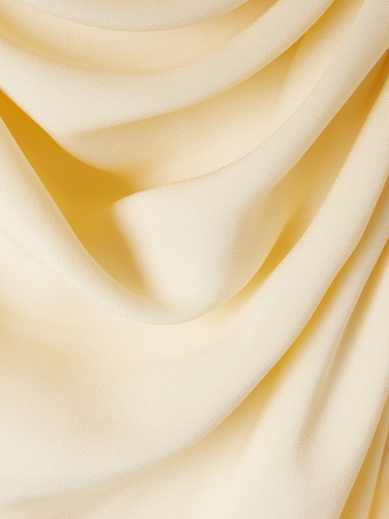 Sharon Wauchob Sata Draped Gathered Wool And Silk-blend Crepe Wrap Blouse In Yellow