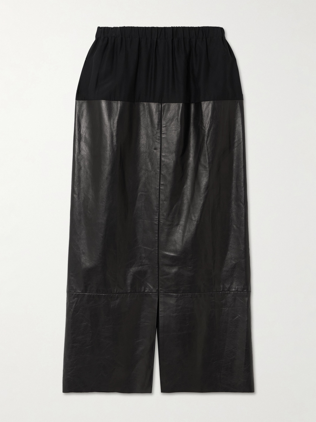 Sharon Wauchob Laure Paneled Silk-jersey And Leather Midi Skirt In Black