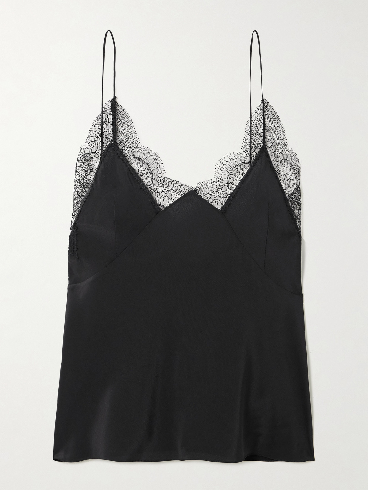 Sharon Wauchob Capucines Scalloped Lace-trimmed Silk Crepe De Chine Camisole In Black